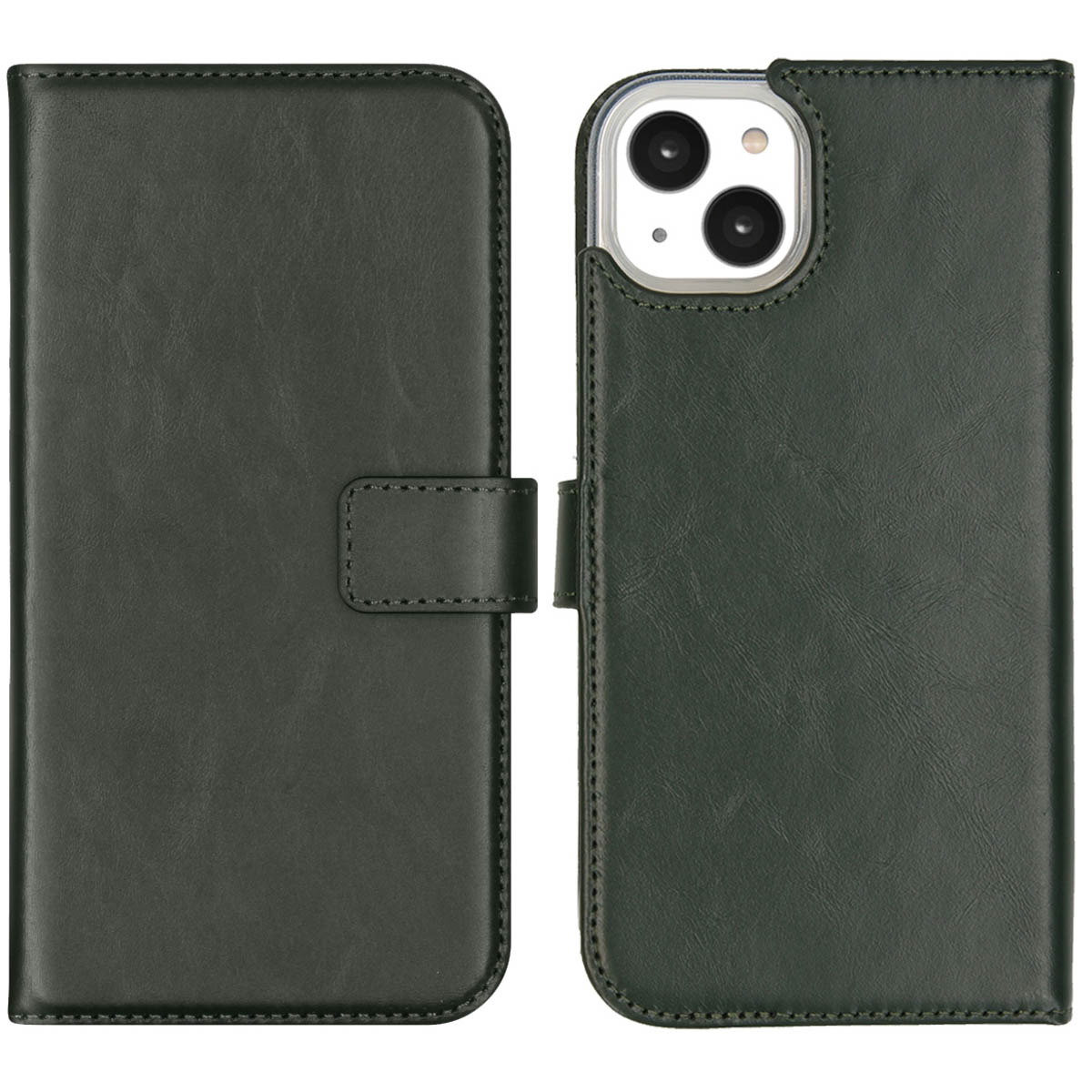 Selencia Echt Leren Bookcase voor de Apple iPhone 14 Plus - Groen