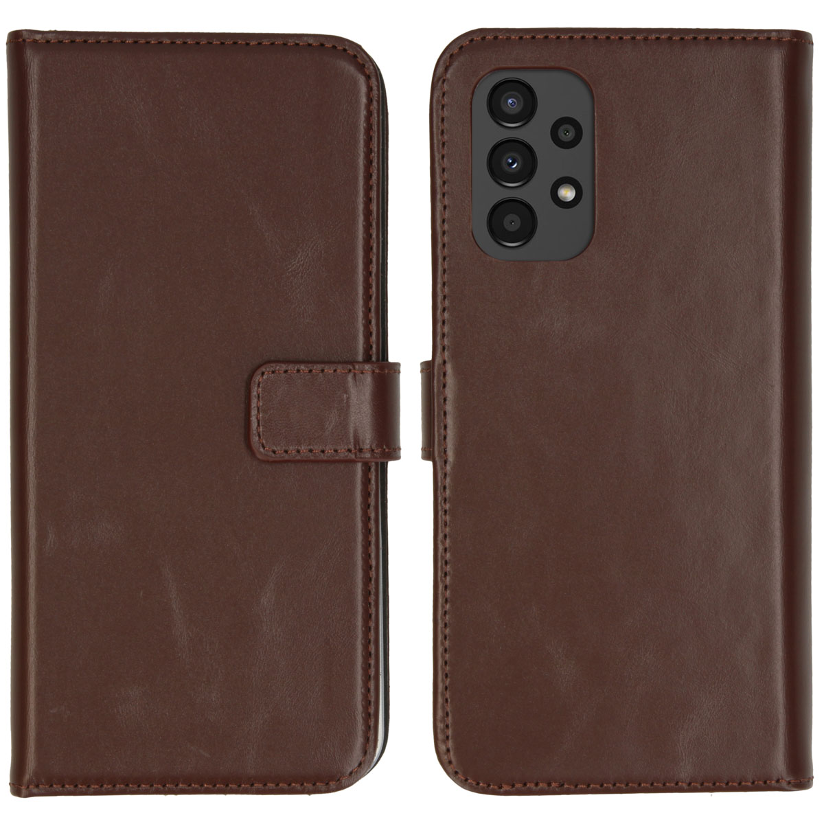 Selencia Echt Leren Bookcase voor de Samsung Galaxy A13 (4G) - Bruin