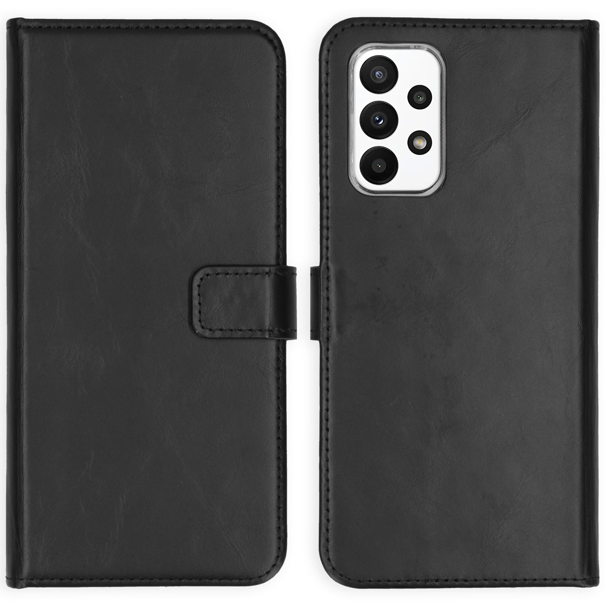 Selencia Echt Leren Bookcase voor de Samsung Galaxy A23 (5G) - Zwart