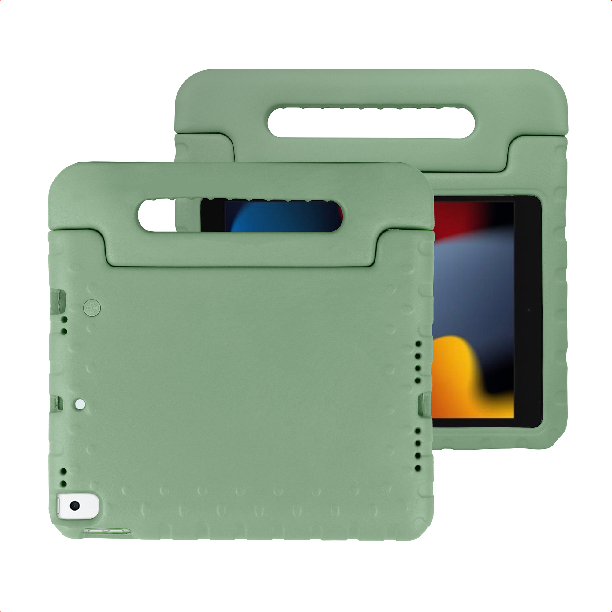 imoshion Kidsproof Backcover met handvat voor de Apple iPad 9 (2021) 10.2 inch / iPad 8 (2020) 10.2 inch / iPad 7 (2019) 10.2 inch - Olive Green