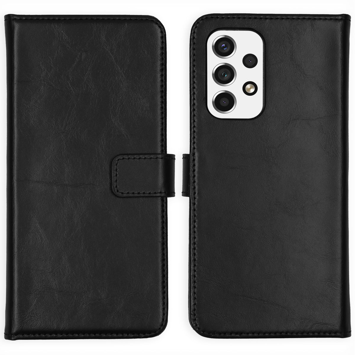 Selencia Echt Leren Bookcase voor de Samsung Galaxy A53 - Zwart