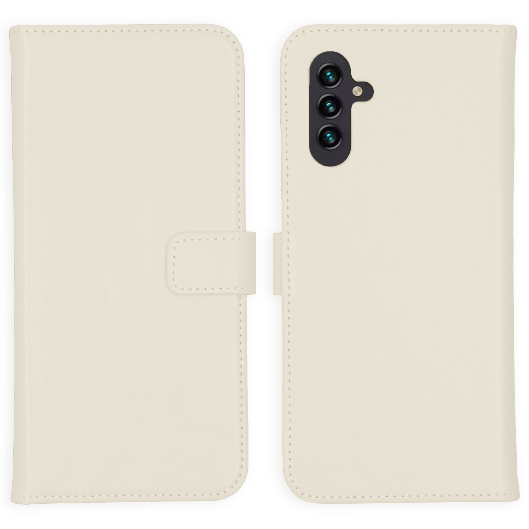 Selencia Echt Leren Bookcase voor de Samsung Galaxy A13 (5G) / A04s - Greige