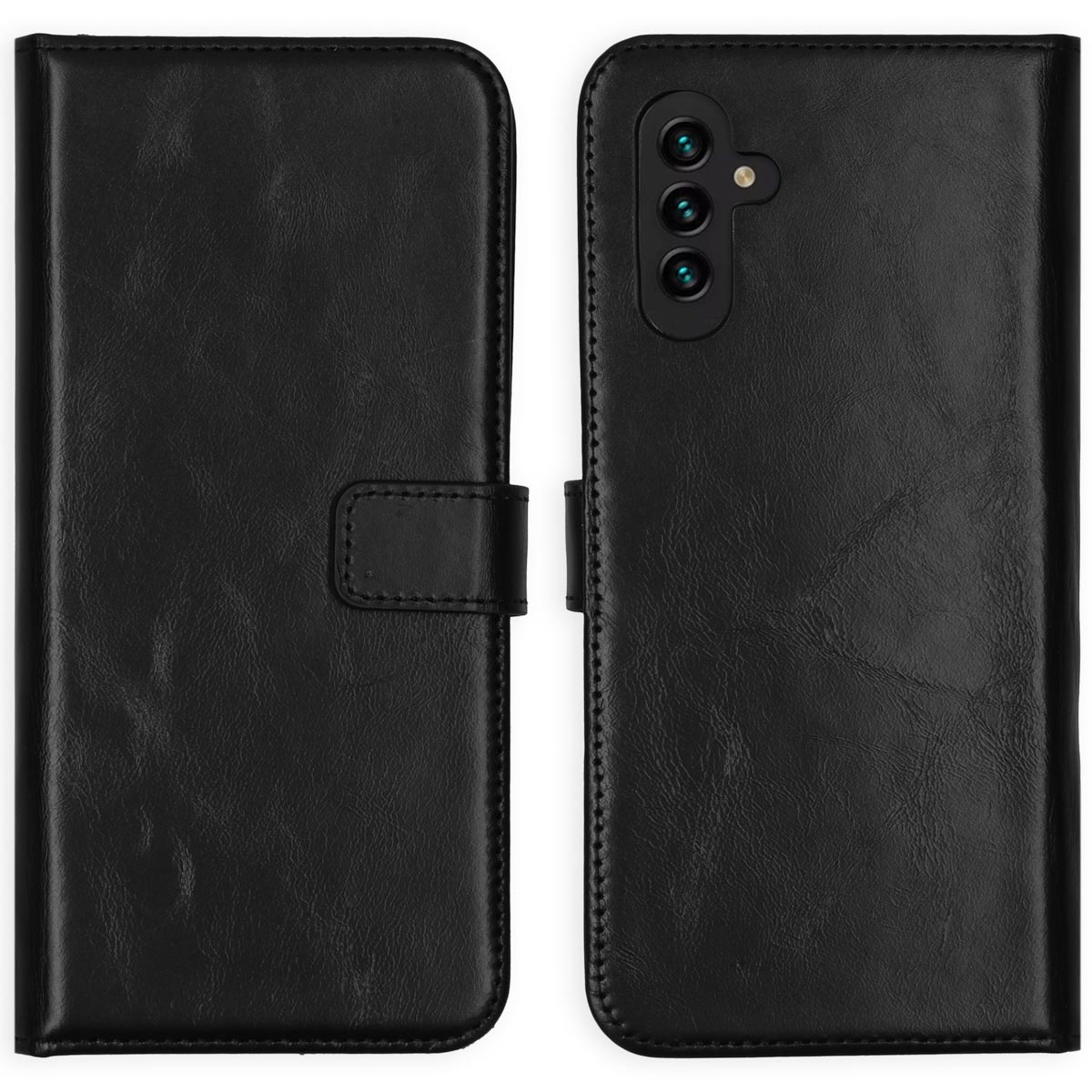 Selencia Echt Leren Bookcase voor de Samsung Galaxy A13 (5G) / A04s - Zwart