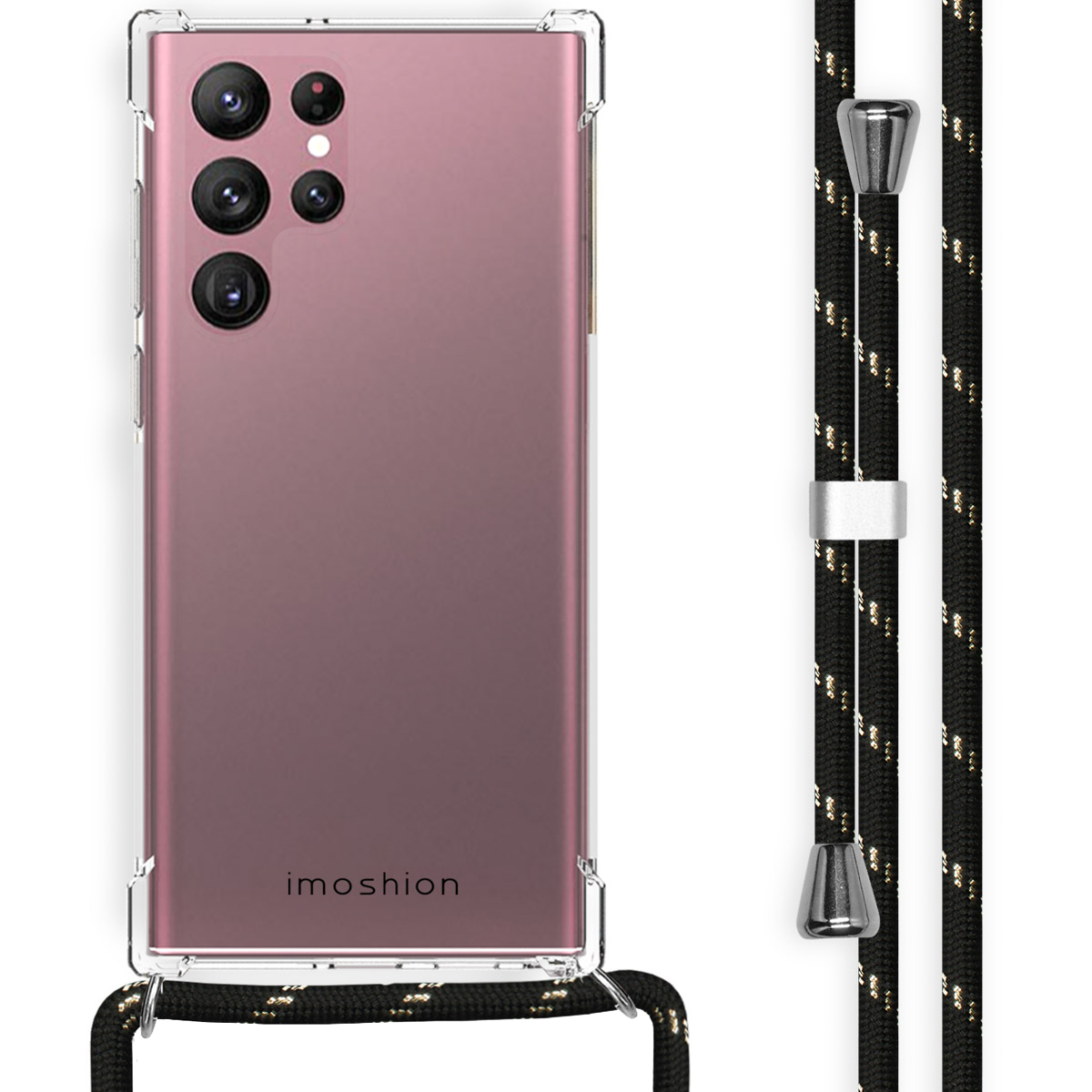 imoshion Coque arrière Transparente avec cordon Samsung Galaxy S22 Ultra - Noir & Doré