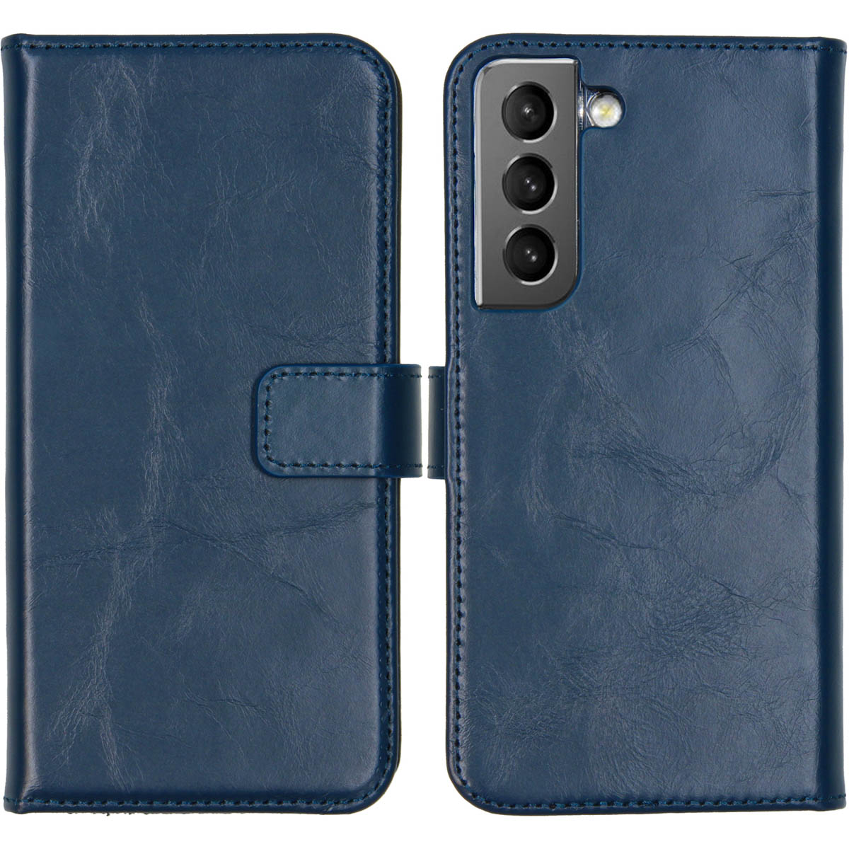 Selencia Echt Leren Bookcase voor de Samsung Galaxy S22 - Blauw