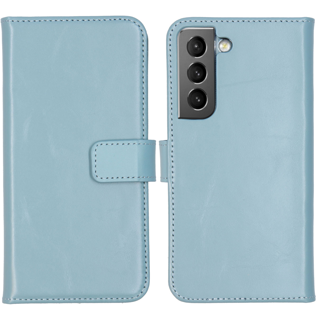 Selencia Echt Leren Bookcase voor de Samsung Galaxy S22 - Air Blue