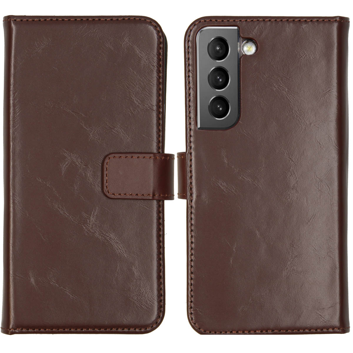Selencia Echt Leren Bookcase voor de Samsung Galaxy S22 - Bruin