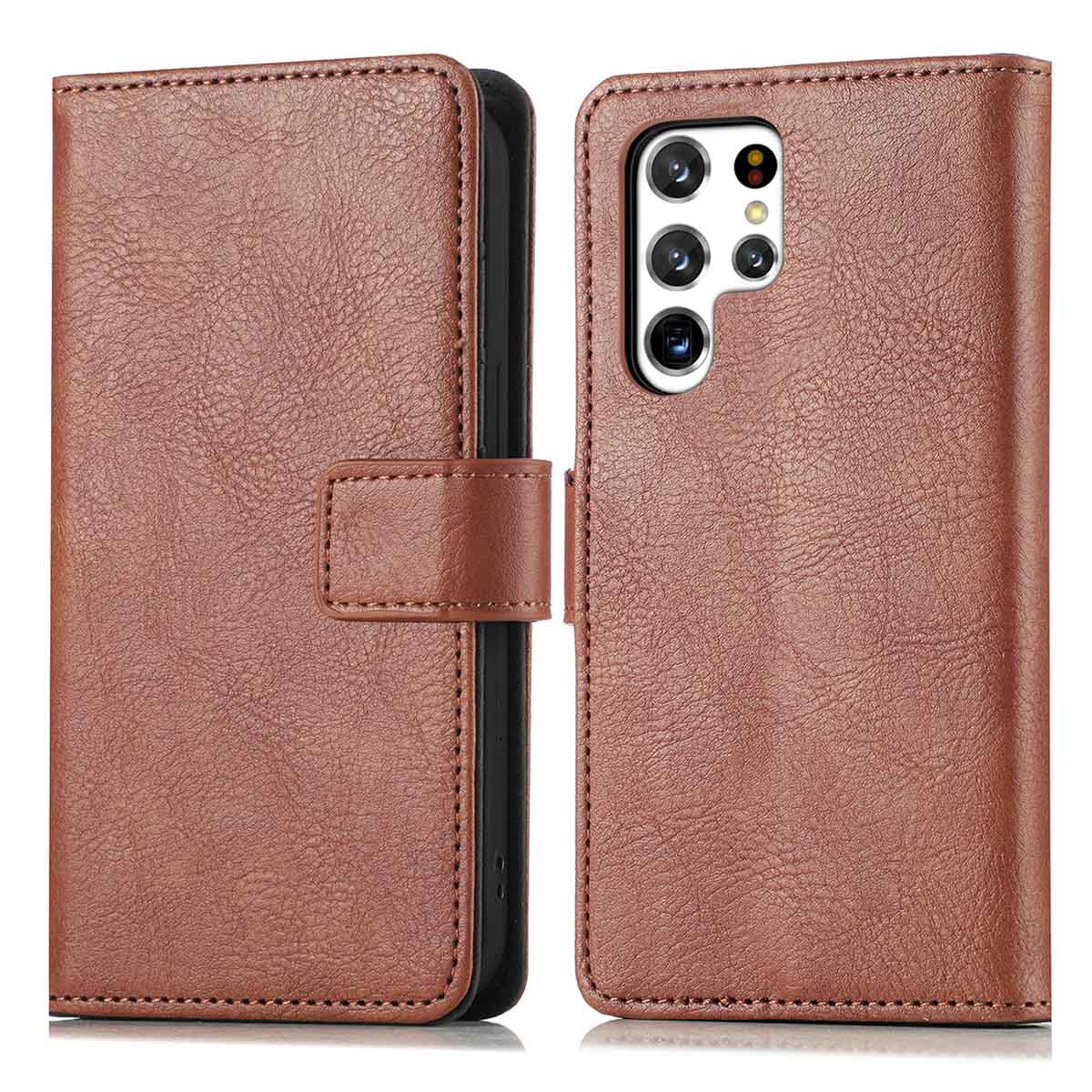imoshion Luxe Bookcase voor de Samsung Galaxy S22 Ultra - Bruin