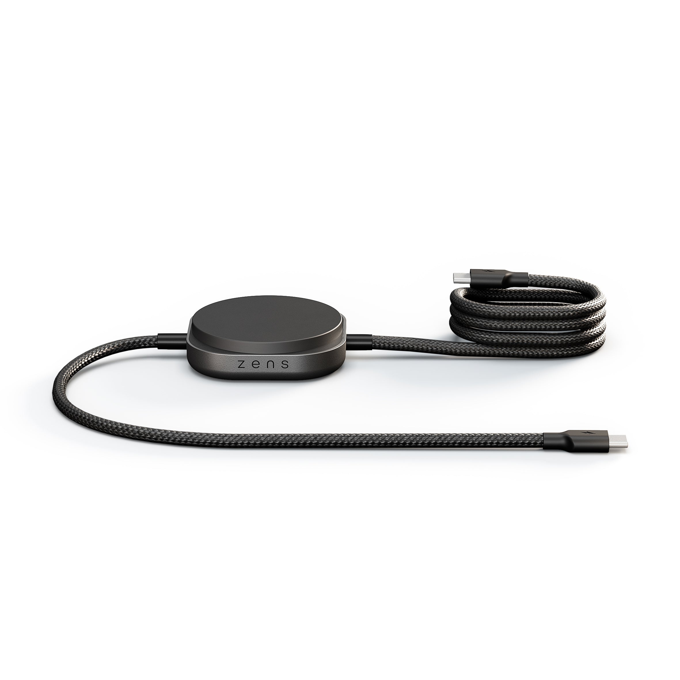 Zens Pro 2 USB-C Kabel met Draadloze Oplader voor telefoon / earbuds - MagSafe en Qi2 - Zwart