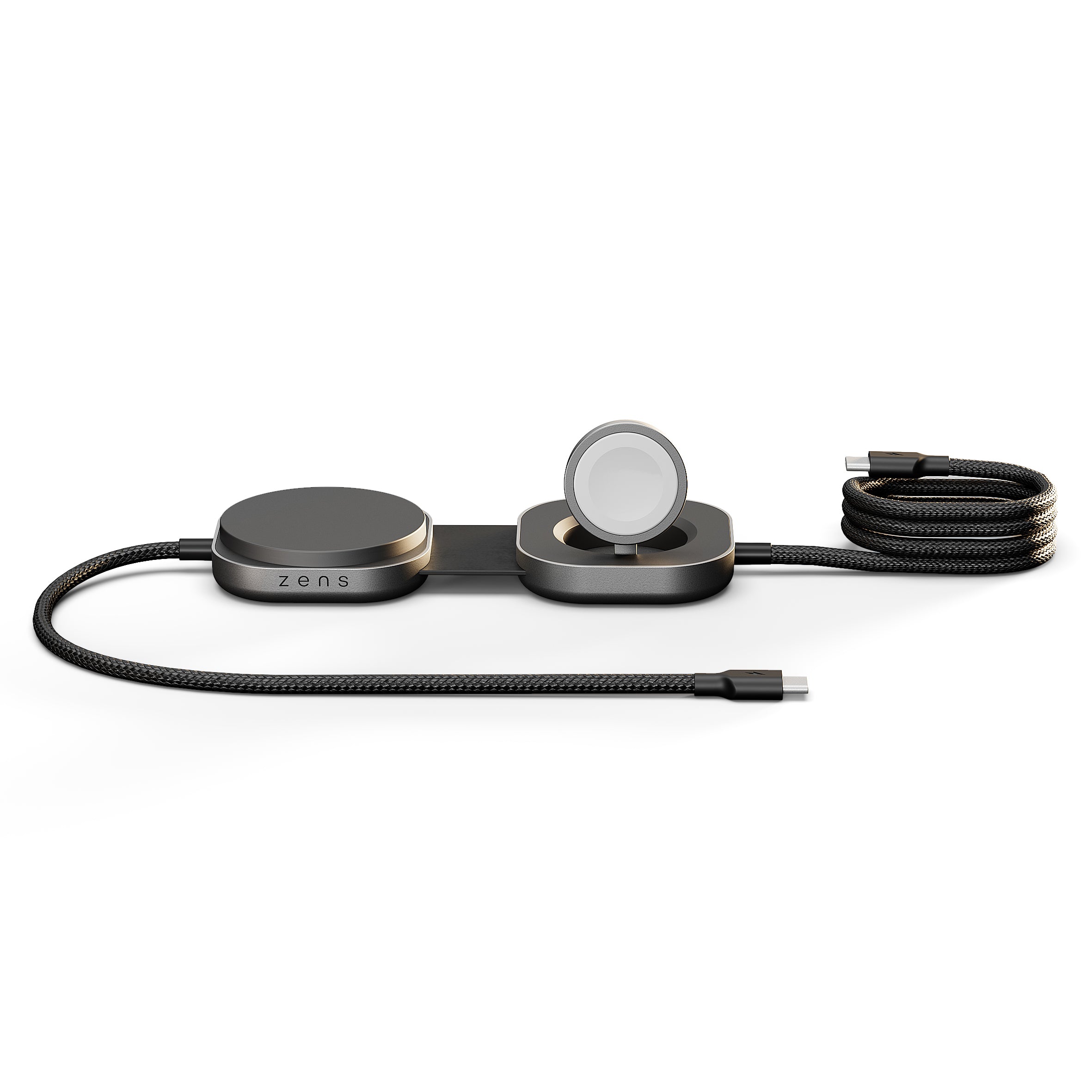 Zens Pro 3 USB-C Kabel met draadloze oplader voor telefoon / earbuds / Apple Watch - MagSafe en Qi2 - Zwart