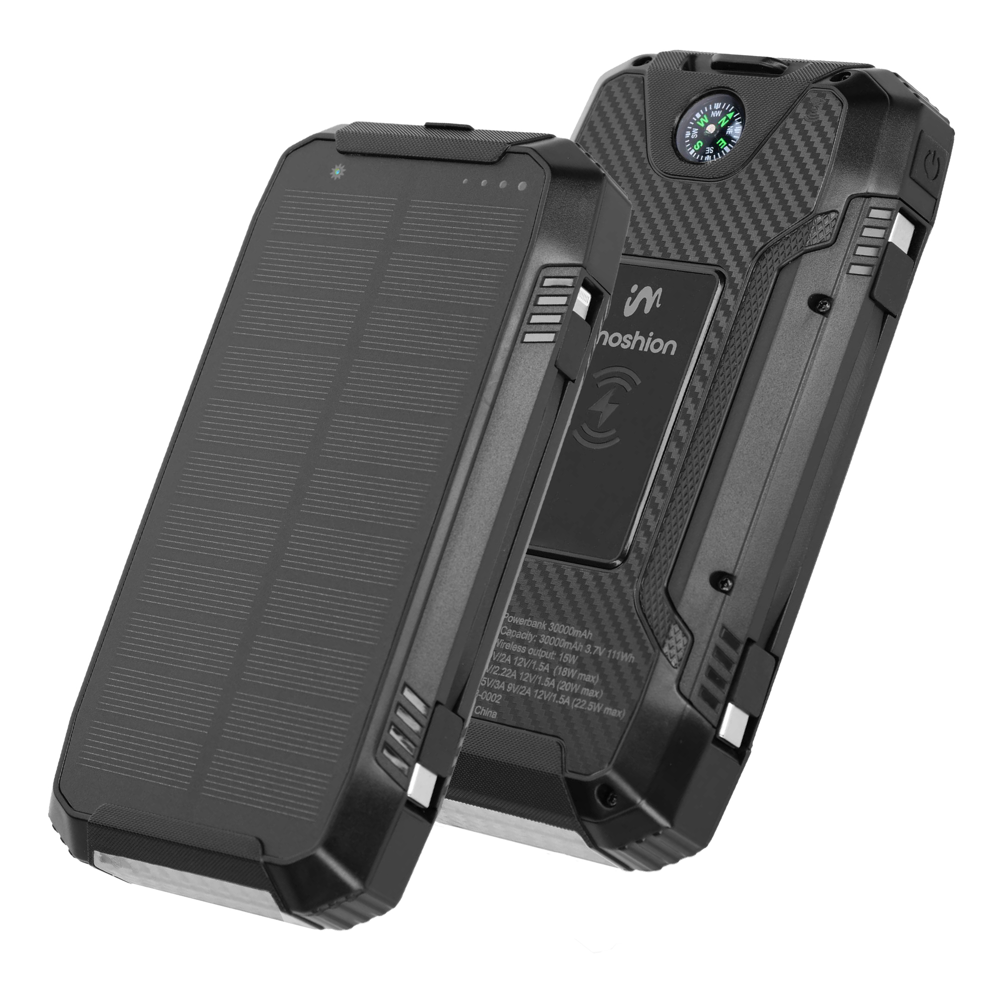 imoshion Solar Powerbank 30.000 mAh - Draadloze powerbank op zonne-energie - Quick Charge en Power Delivery - Zwart