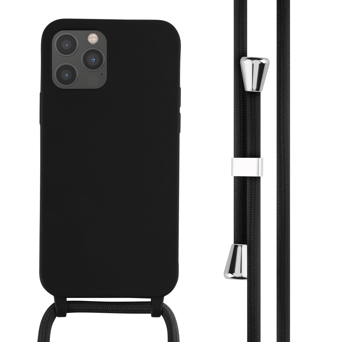 imoshion Siliconen hoesje met koord voor de Apple iPhone 12 (Pro) - Zwart