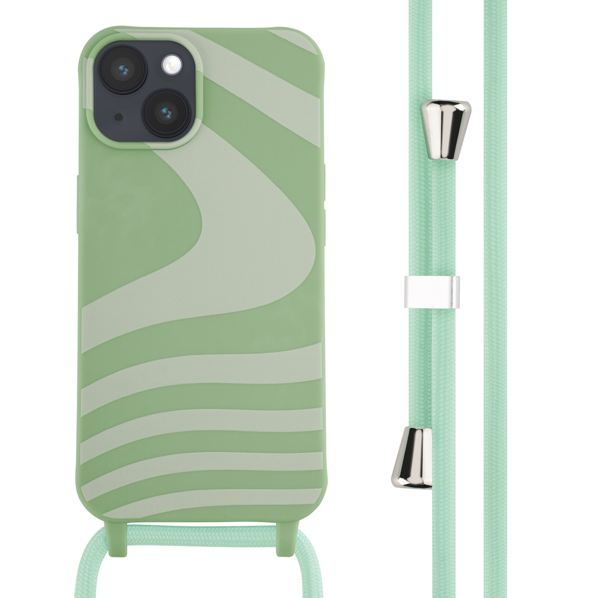 imoshion Siliconen design hoesje met koord voor de Apple iPhone 14 - Retro Green