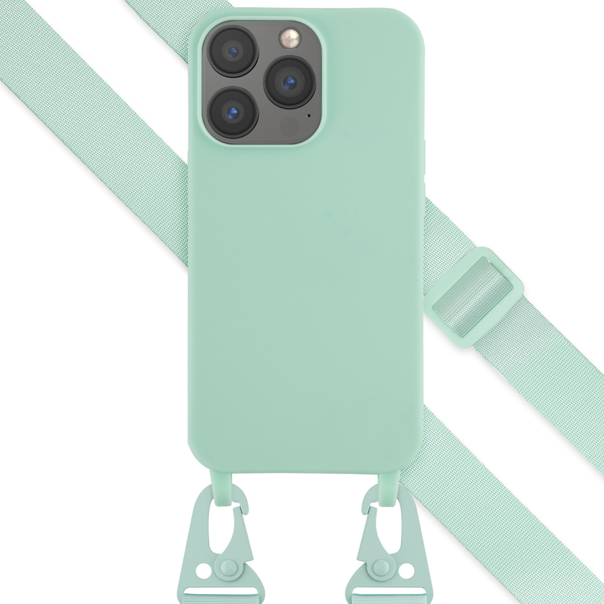 Selencia Coque silicone avec cordon amovible Apple iPhone 13 Pro - Turquoise