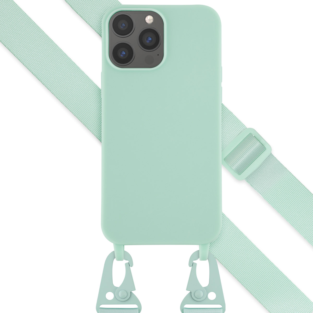 Selencia Coque silicone avec cordon amovible Apple iPhone 13 Pro Max - Turquoise