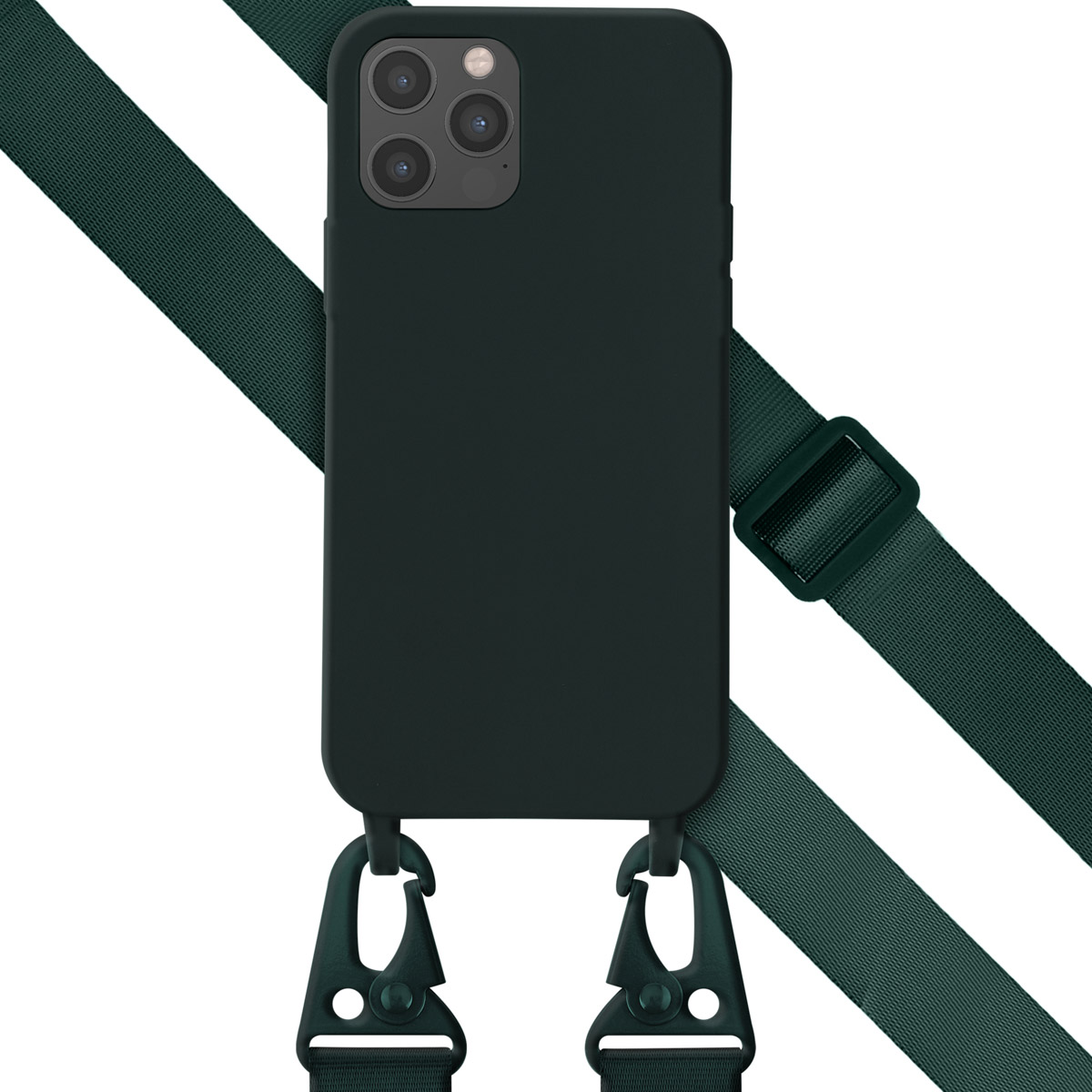 Selencia Coque silicone avec cordon amovible Apple iPhone 12 (Pro) - Vert foncé