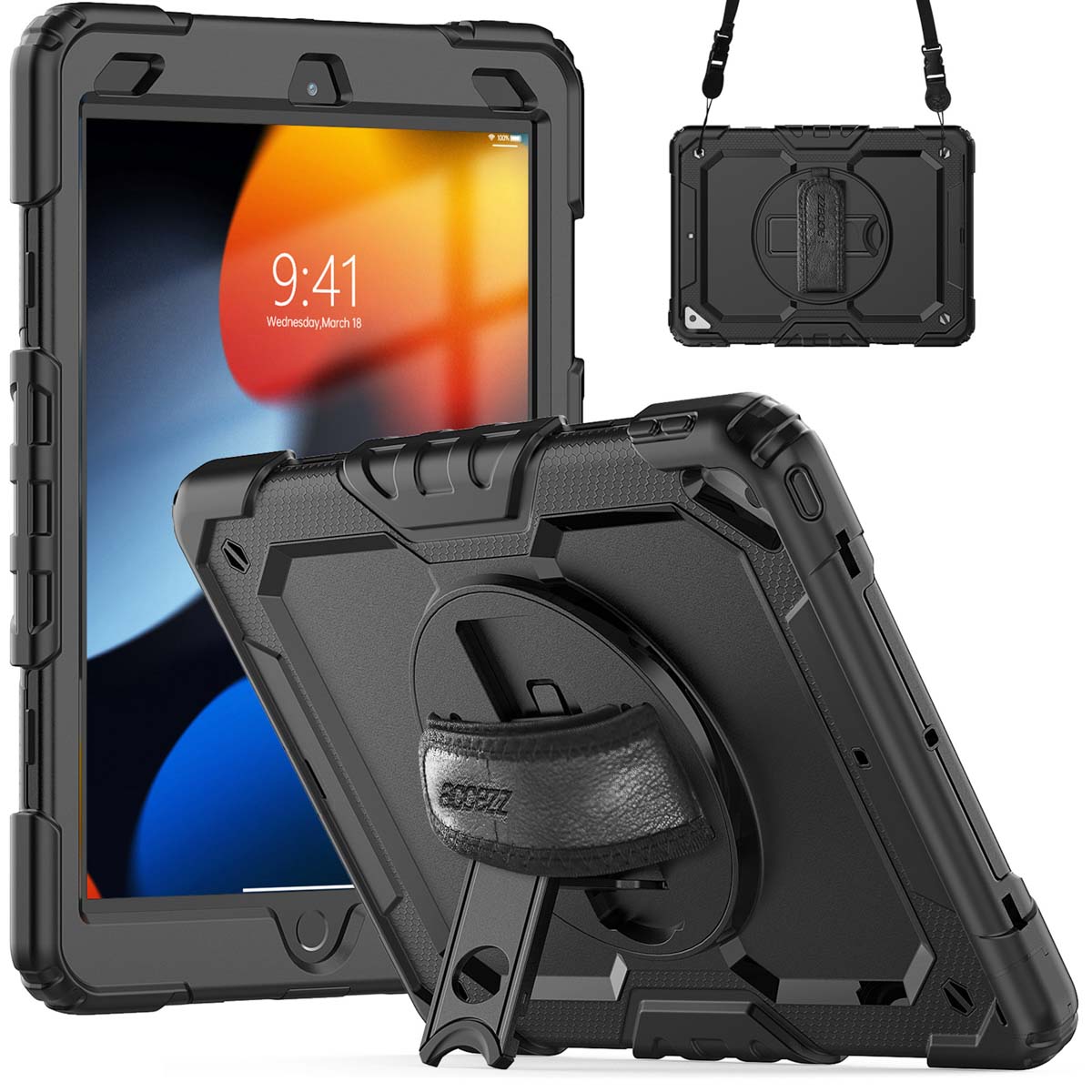 Accezz Rugged Backcover met schouderstrap voor de Apple iPad Air 3 (2019) / Pro 10.5 (2017) - Zwart