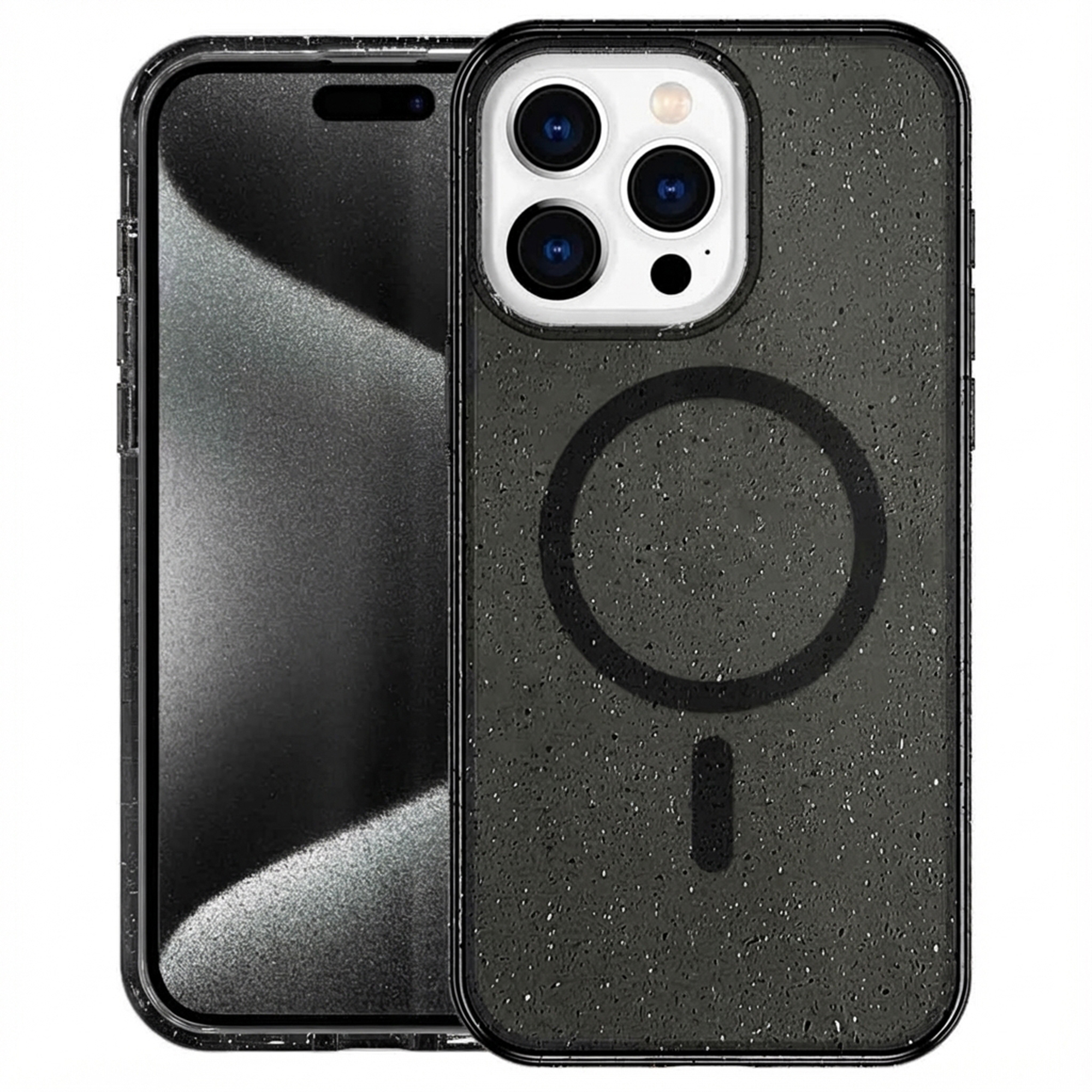 imoshion Coque Pailletée avec MagSafe Apple iPhone 15 Pro - Glitter Noir