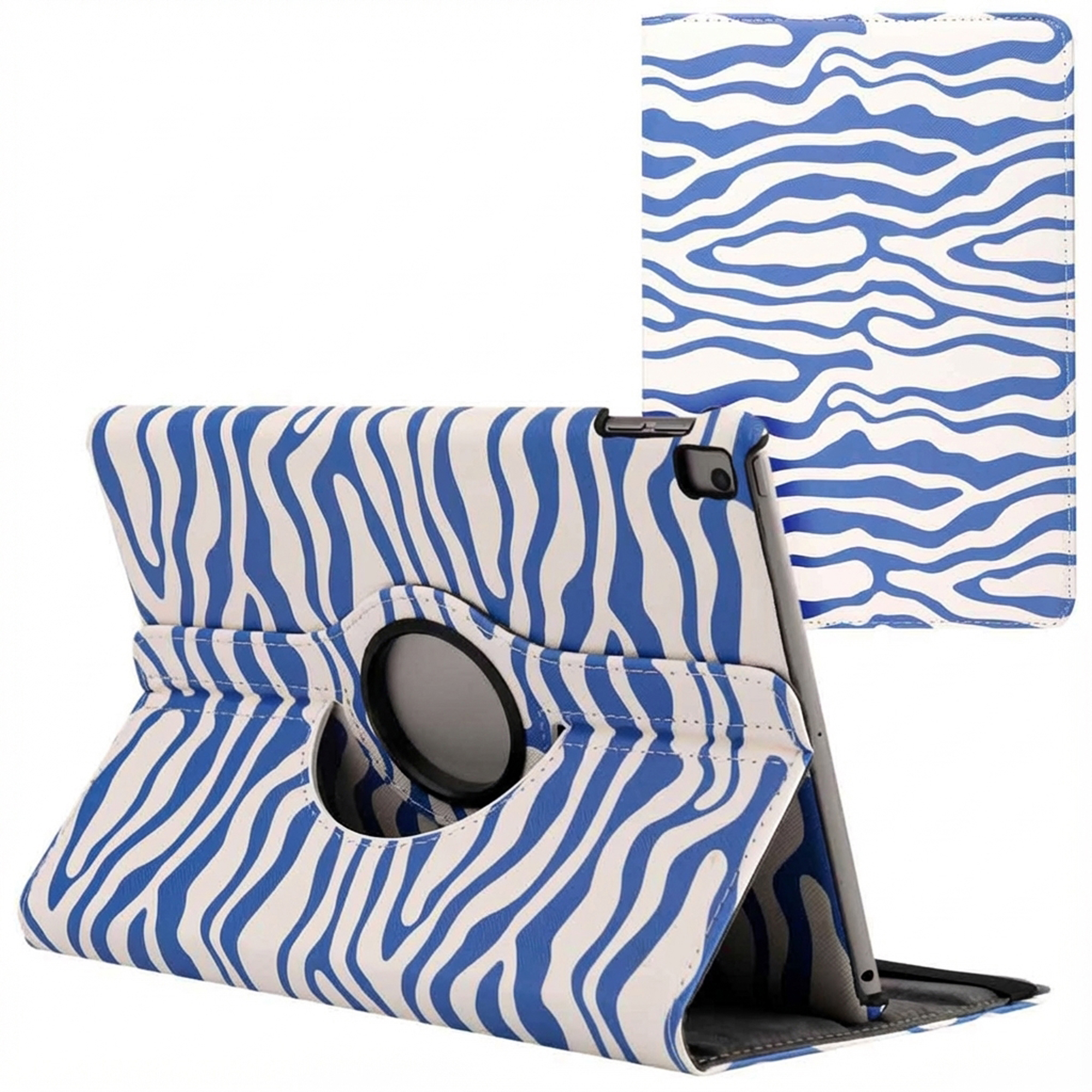 imoshion 360° Draaibare Design Bookcase voor de Apple iPad 9 (2021) 10.2 inch / iPad 8 (2020) 10.2 inch / iPad 7 (2019) 10.2 inch - White Blue Stripes