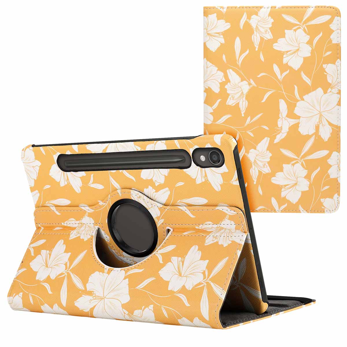 imoshion 360° Draaibare Design Bookcase voor de Samsung Galaxy Tab S9 11.0 inch - Yellow Flowers