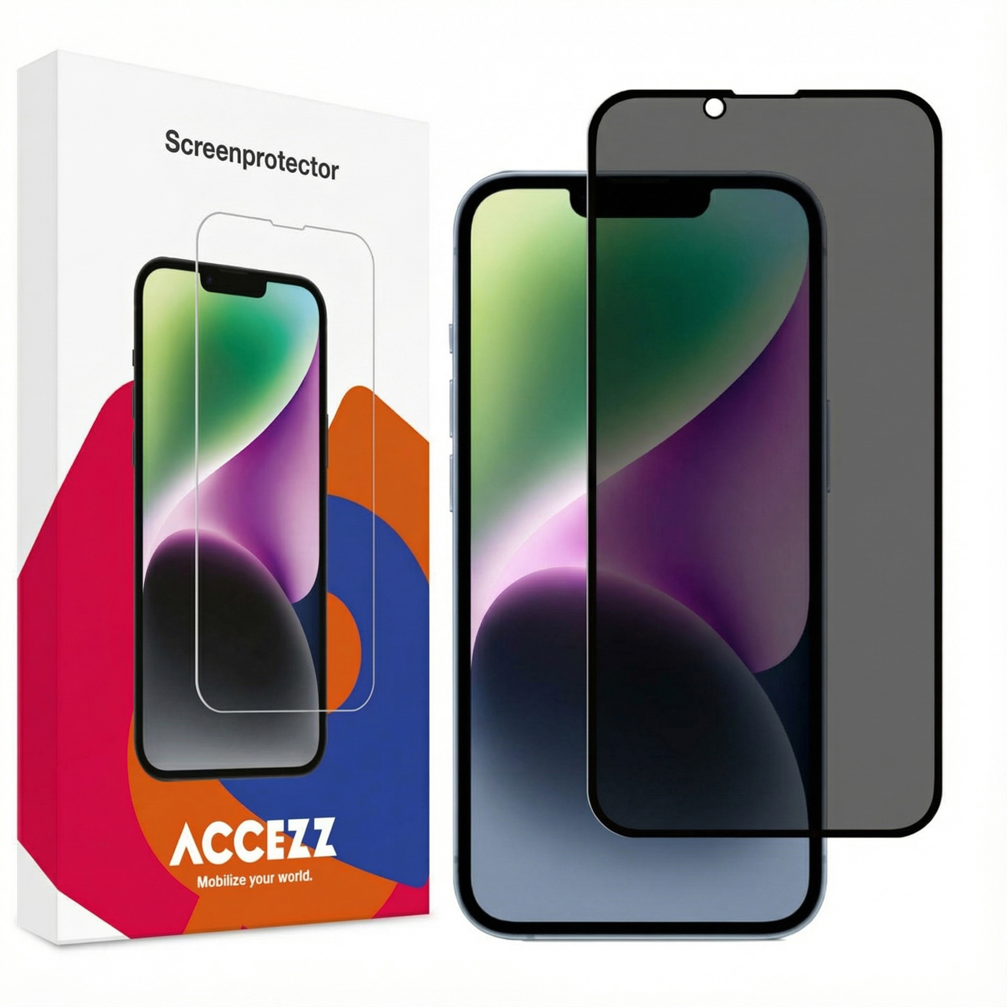 Accezz Gehard Glas Privacy Screenprotector voor de Apple iPhone 17e / 16e / 14 / 13 / 13 Pro