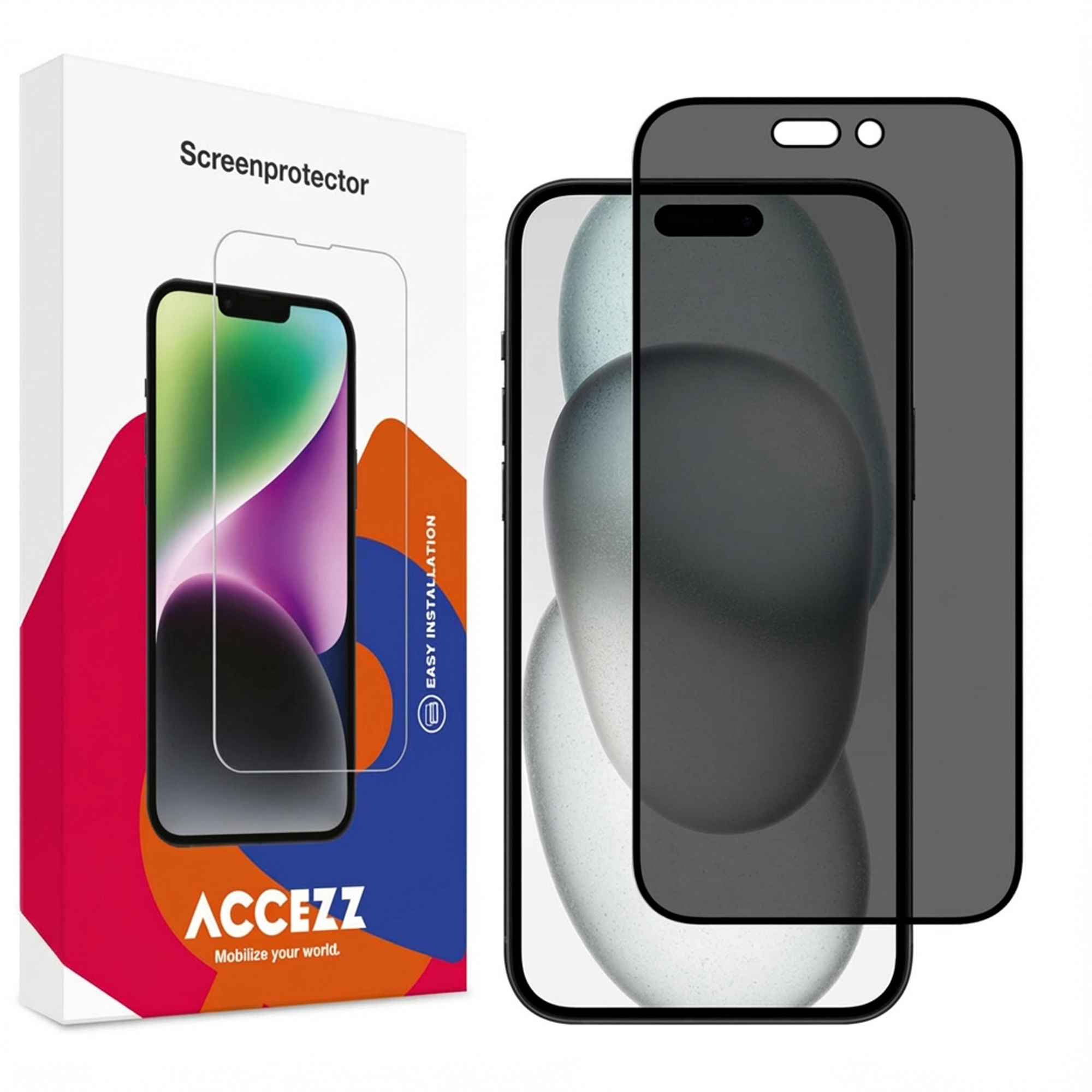Accezz Gehard Glas Privacy Screenprotector voor de Apple iPhone 14 Pro / 15 / 16