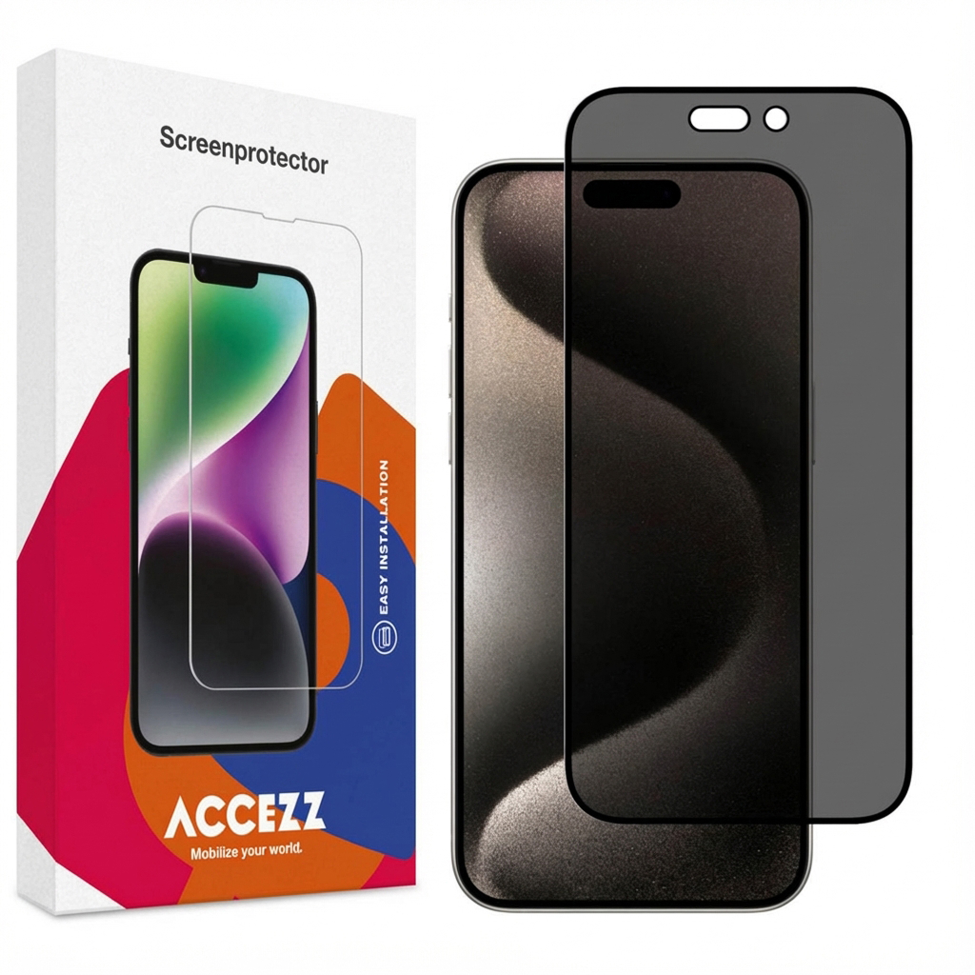 Accezz Gehard Glas Privacy Screenprotector voor de Apple iPhone 15 Pro