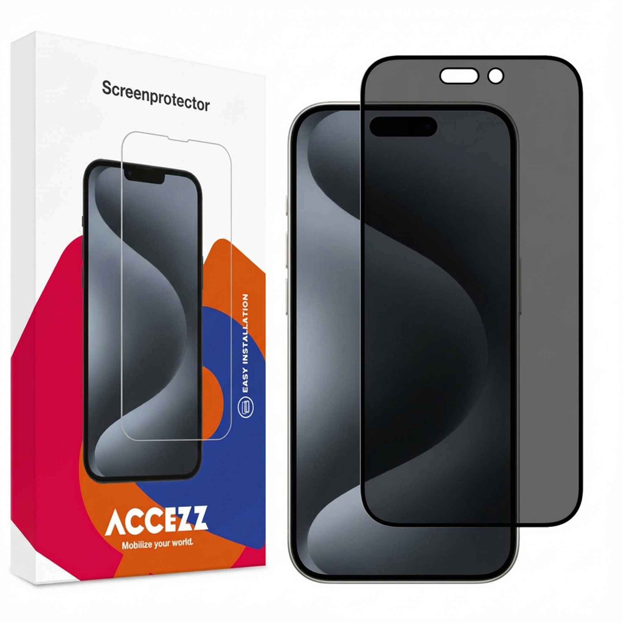 Accezz Gehard Glas Privacy Screenprotector voor de Apple iPhone 15 Pro Max