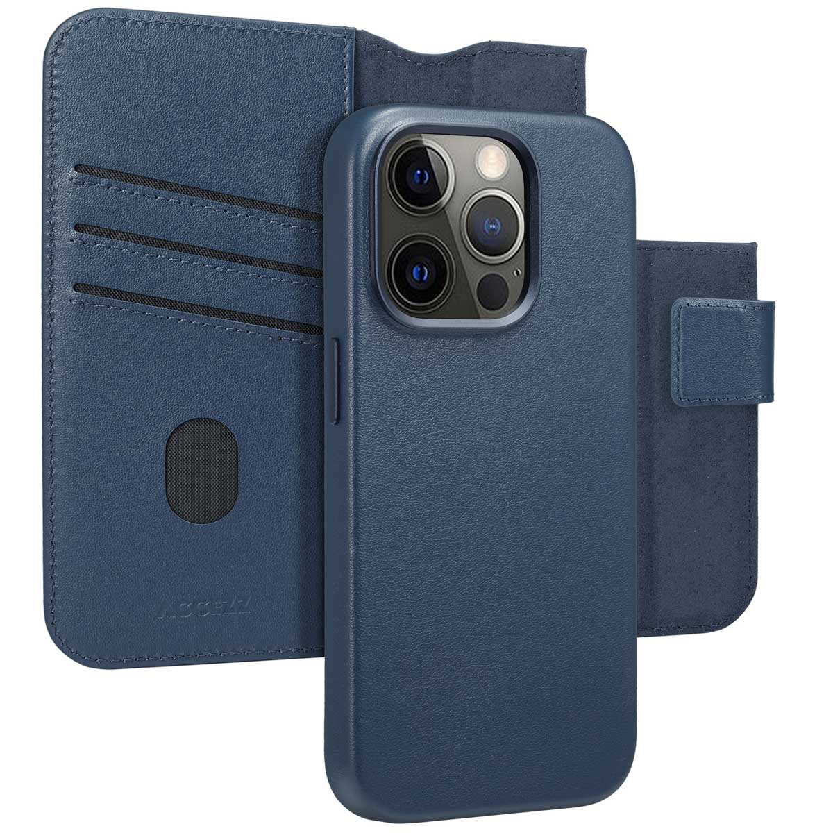 Accezz Leather Bookcase 2-in-1 met MagSafe voor de Apple iPhone 15 Pro - Nightfall Blue
