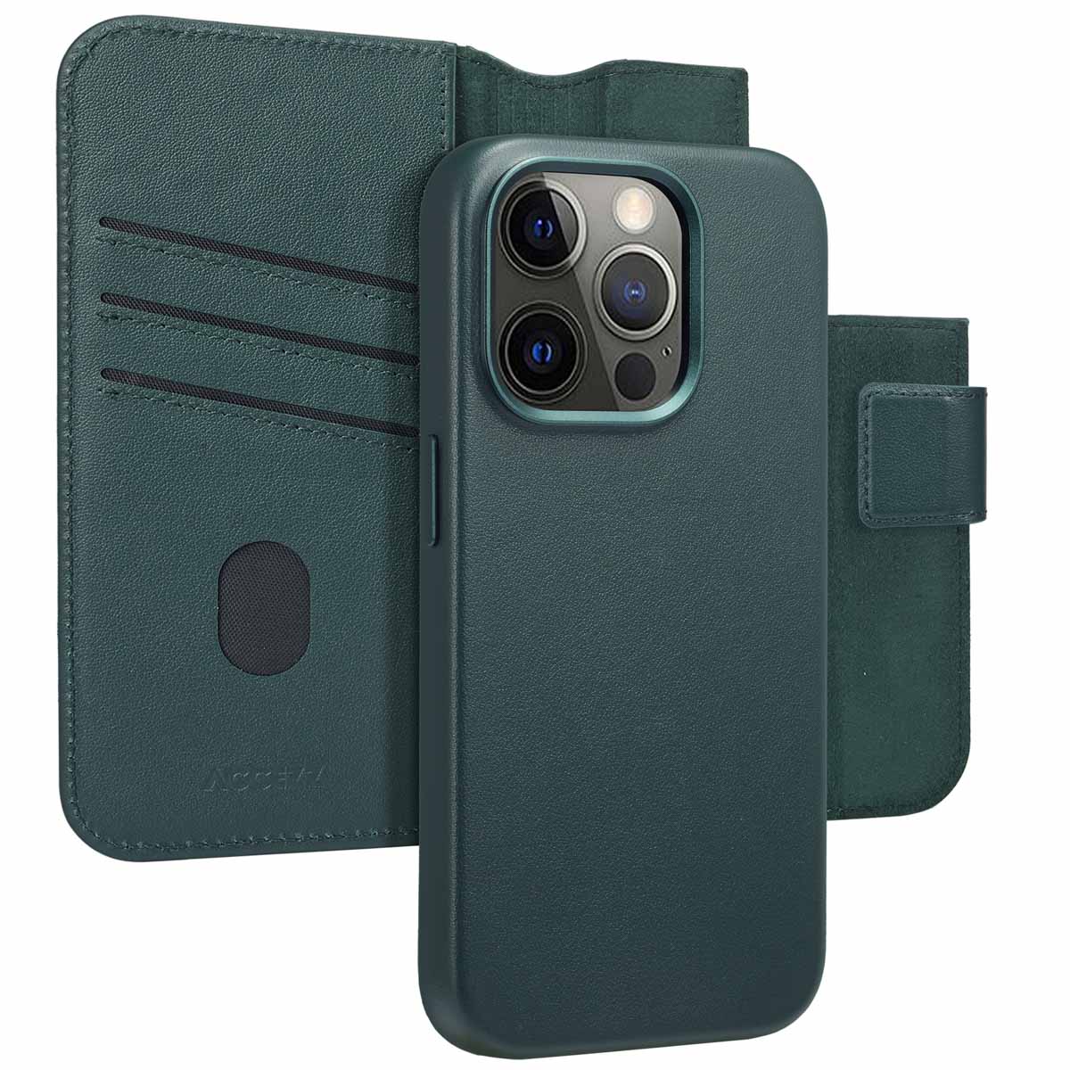 Accezz Leather Bookcase 2-in-1 met MagSafe voor de Apple iPhone 15 Pro - Cedar Green
