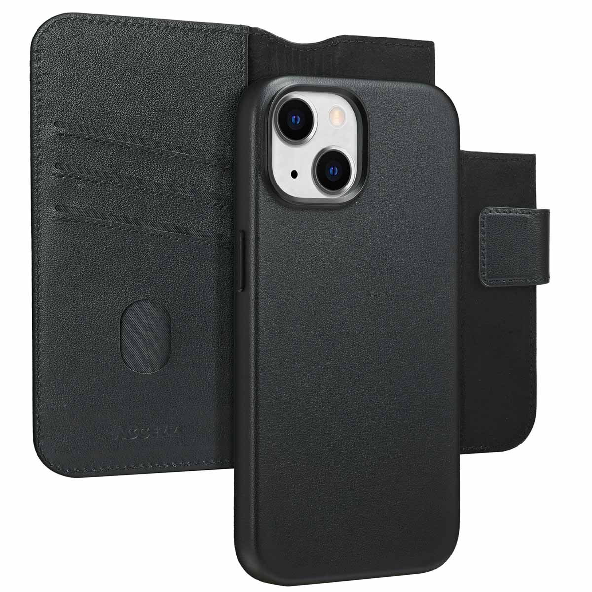 Accezz Leather Bookcase 2-in-1 met MagSafe voor de Apple iPhone 15 - Onyx Black
