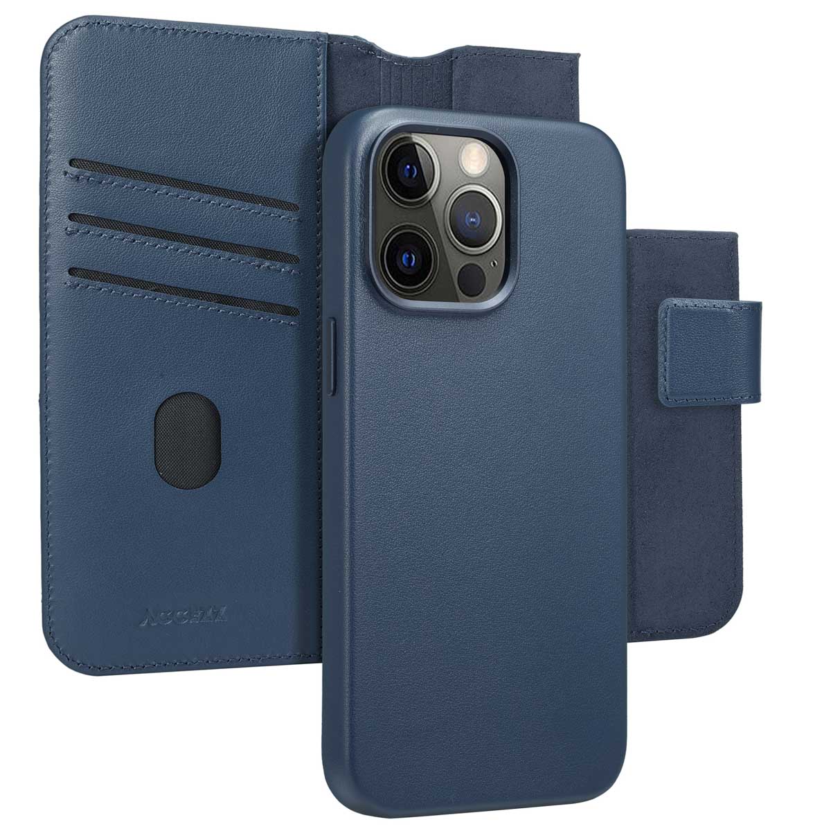 Accezz Leather Bookcase 2-in-1 met MagSafe voor de Apple iPhone 15 Pro Max - Nightfall Blue