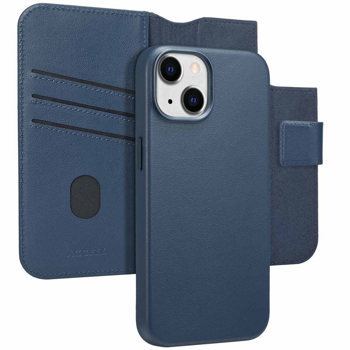 Accezz Leather Bookcase 2-in-1 met MagSafe voor de Apple iPhone 14 - Nightfall Blue