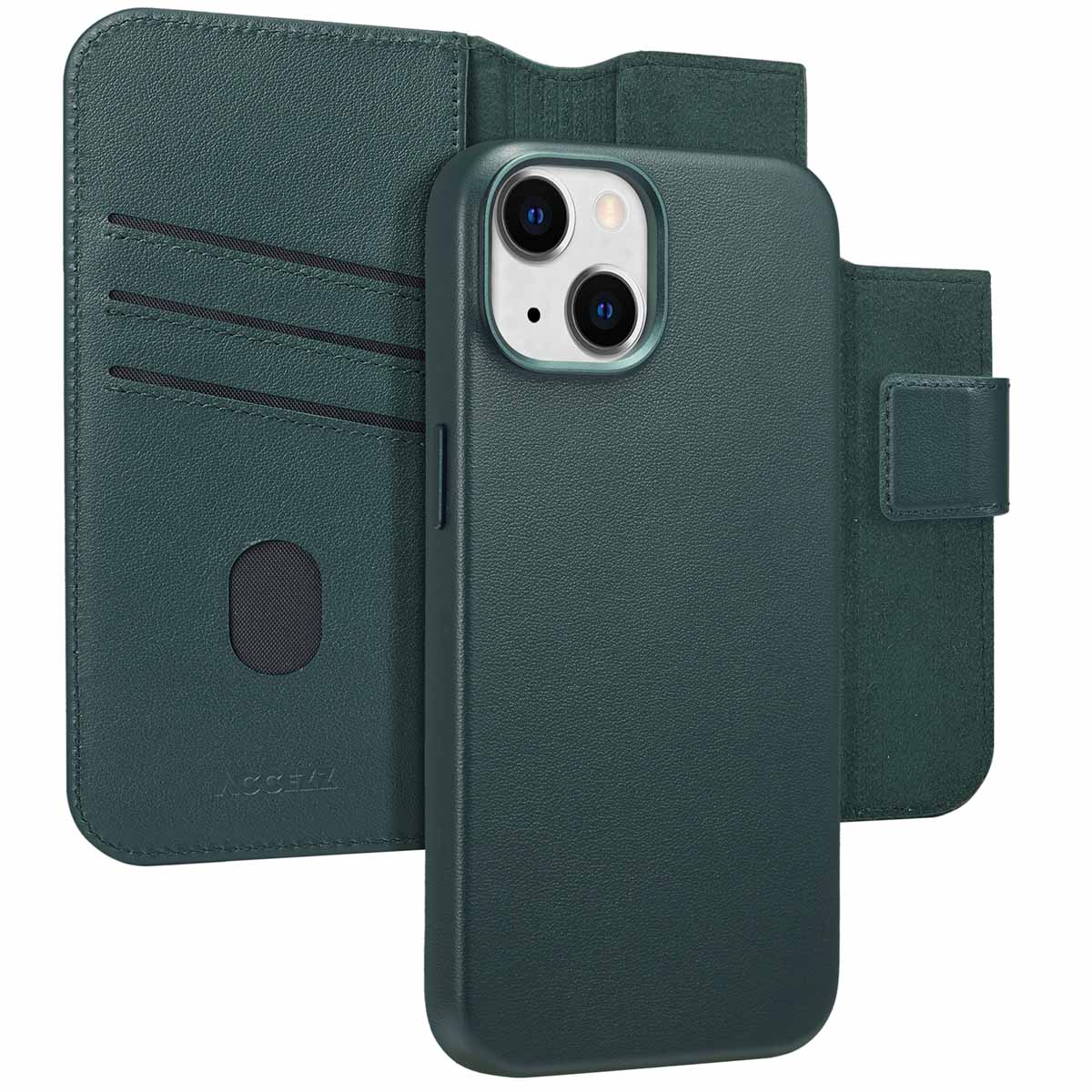 Accezz Leather Bookcase 2-in-1 met MagSafe voor de Apple iPhone 14 - Cedar Green