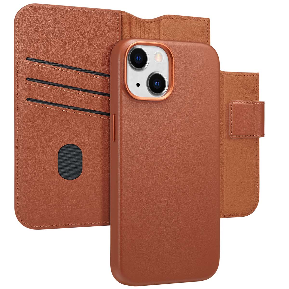 Accezz Leather Bookcase 2-in-1 met MagSafe voor de Apple iPhone 14 - Sienna Brown