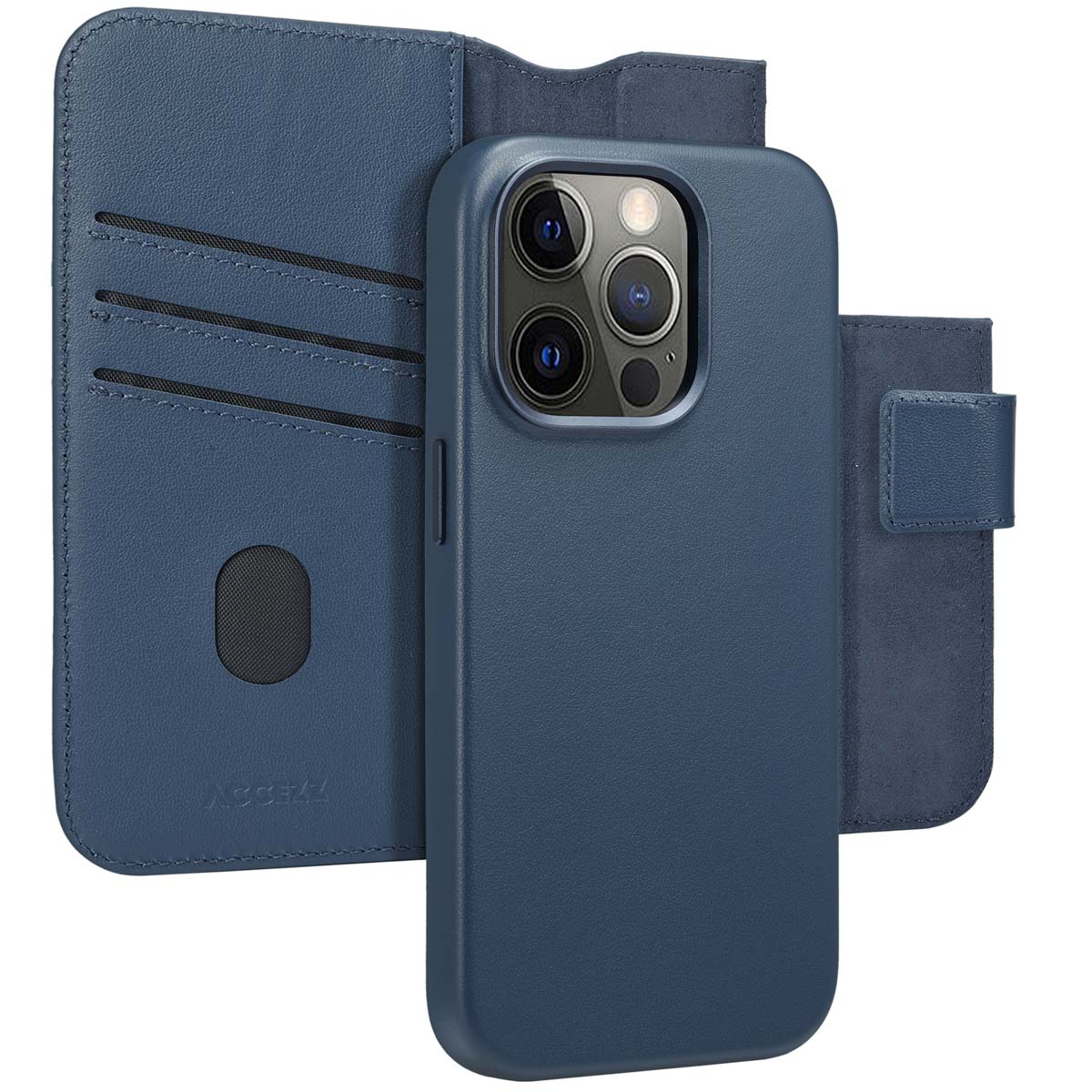 Accezz Leather Bookcase 2-in-1 met MagSafe voor de Apple iPhone 14 Pro - Nightfall Blue