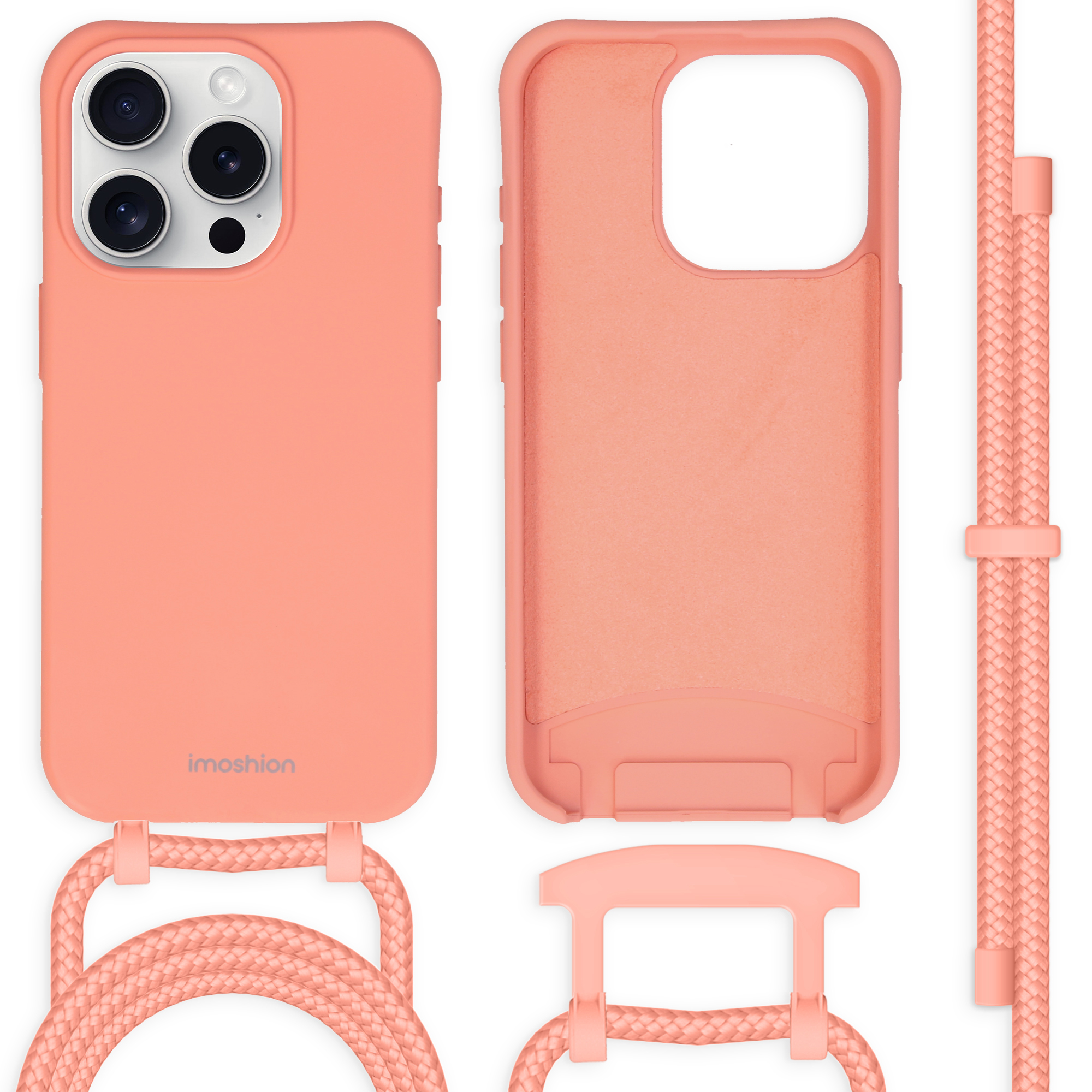 imoshion Coque de couleur avec cordon amovible Apple iPhone 15 Pro - Peach