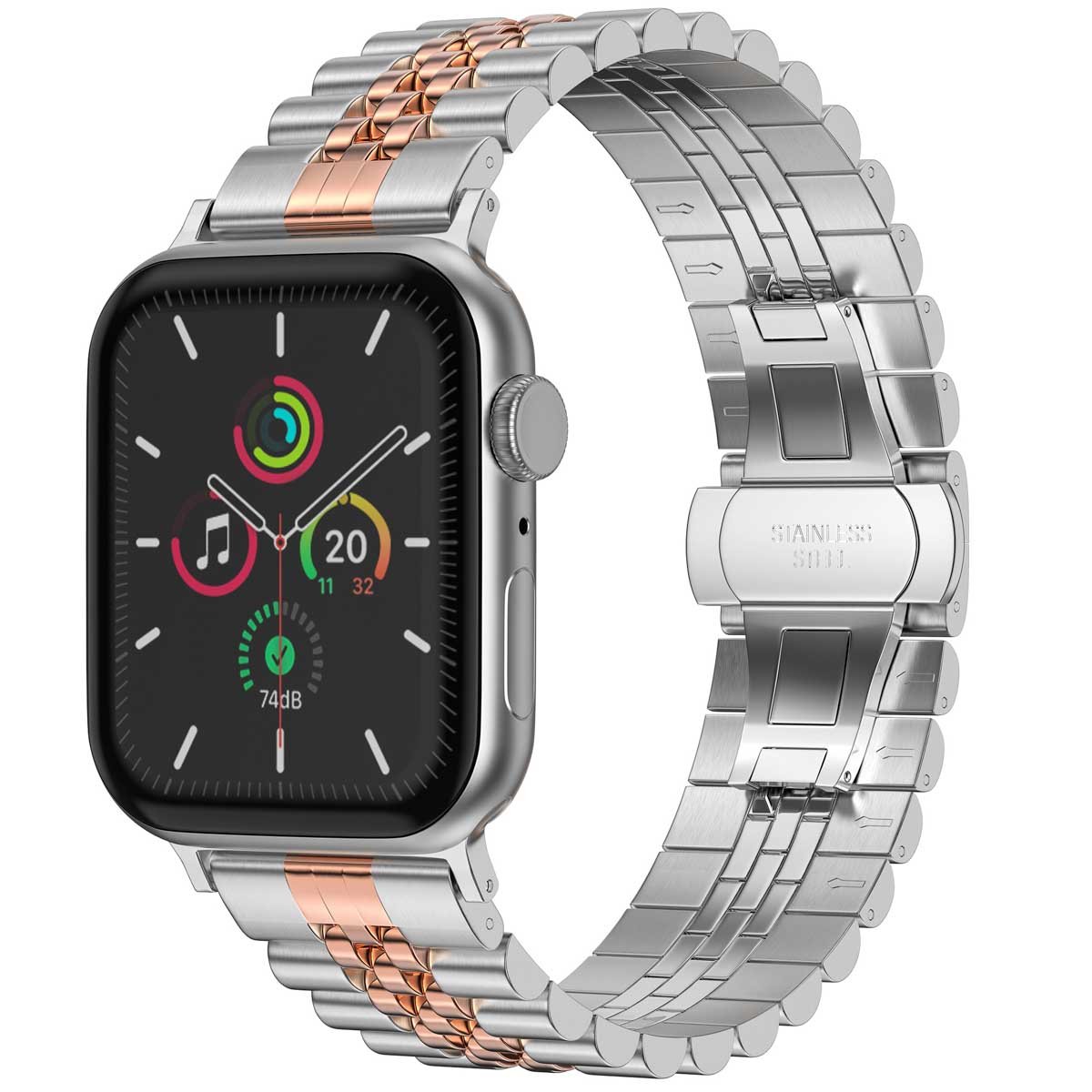 Selencia Bracelet Metallique Jubilee Apple Watch | 38/40/41/42 mm - Argent & Or Rose