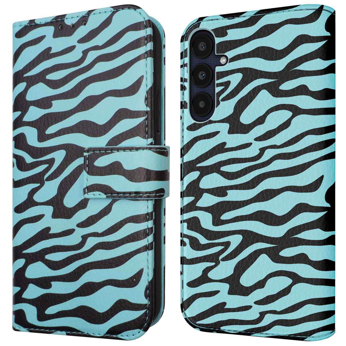 imoshion Design Bookcase voor de Samsung Galaxy A35 - Black Blue Stripes