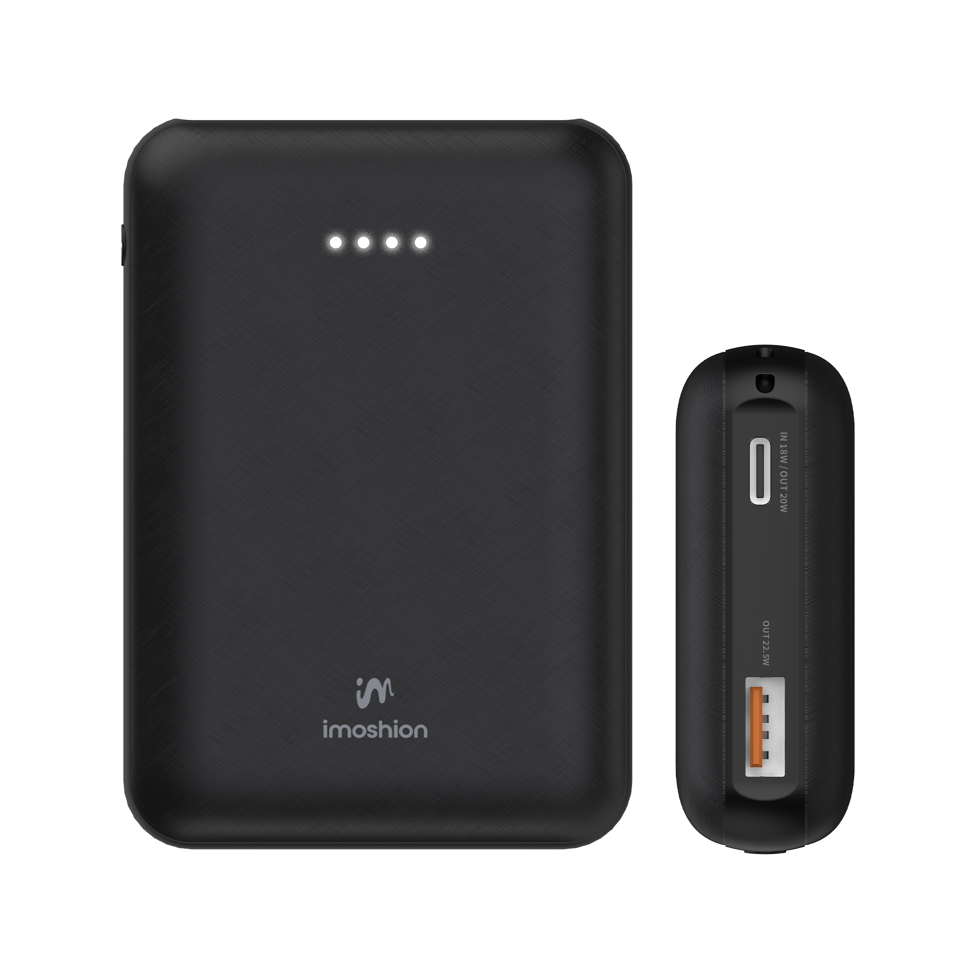 imoshion Compact Powerbank 10.000 mAh - Kleine powerbank - Snellader 22,5W - USB-C / USB-A - Zwart