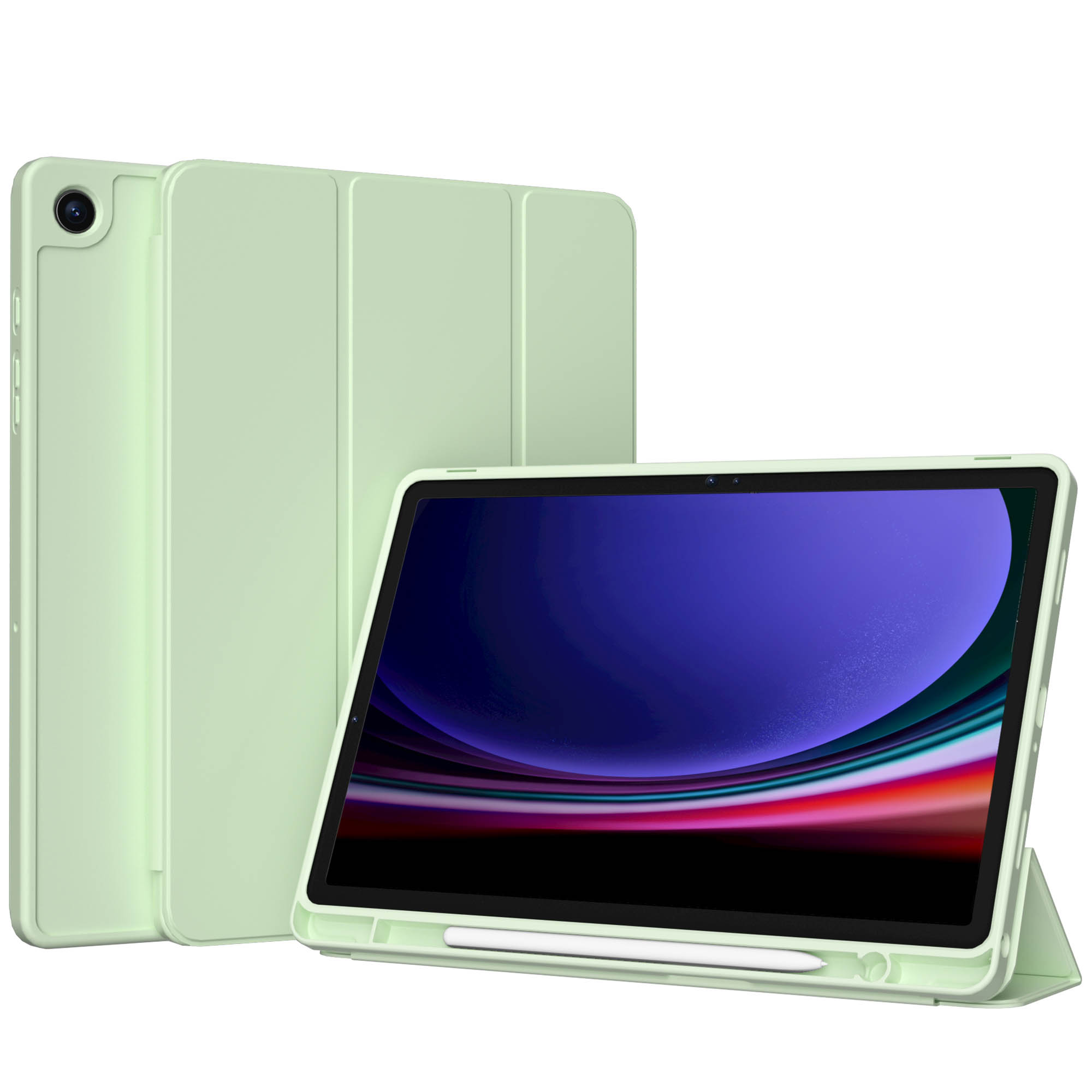 Accezz Smart Silicone Bookcase voor de Samsung Galaxy Tab A9 Plus - Lichtgroen