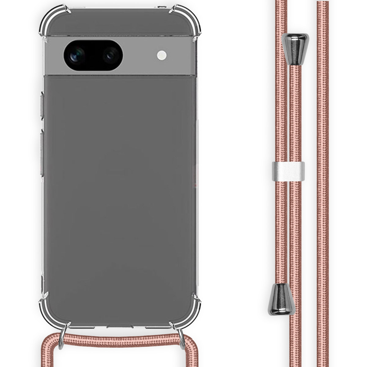 imoshion Coque arrière Transparente avec cordon Google Pixel 8a - Rose Doré