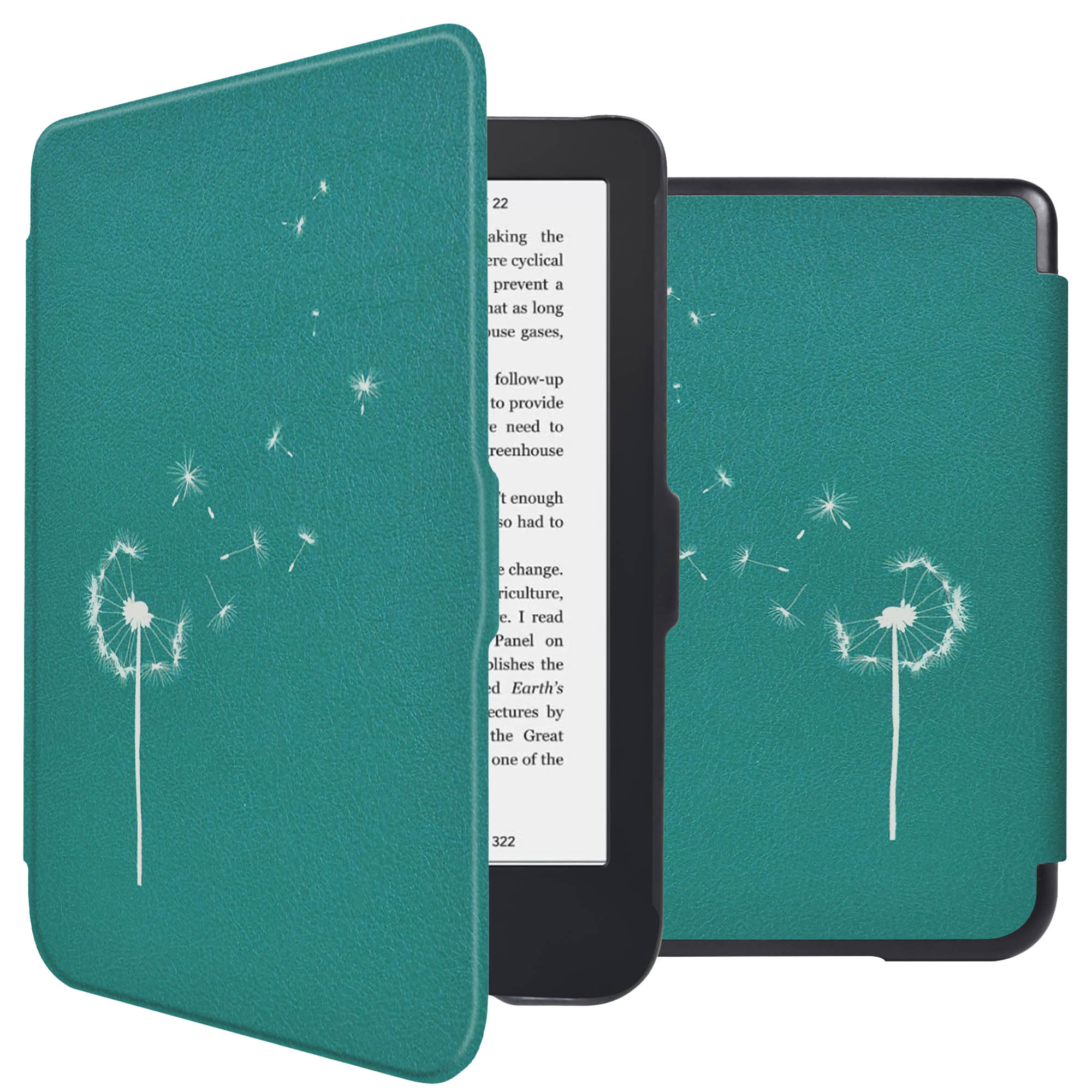 imoshion Design Slim Hard Case Bookcase voor de Kobo Clara 2E / Tolino Shine 4 - Green Dandelion