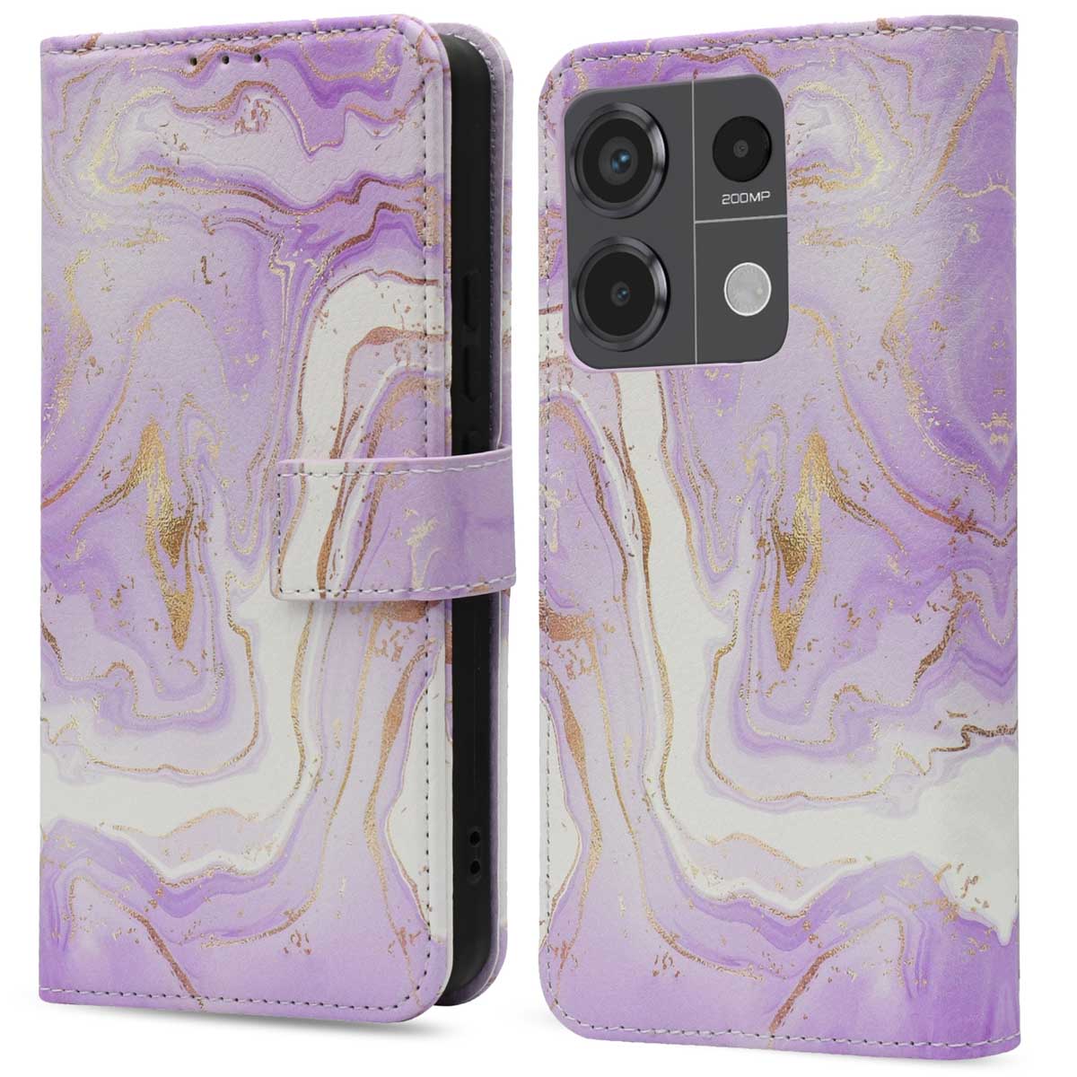 imoshion Design Bookcase voor de Xiaomi Redmi Note 13 Pro (5G) / Poco X6 - Purple Marble