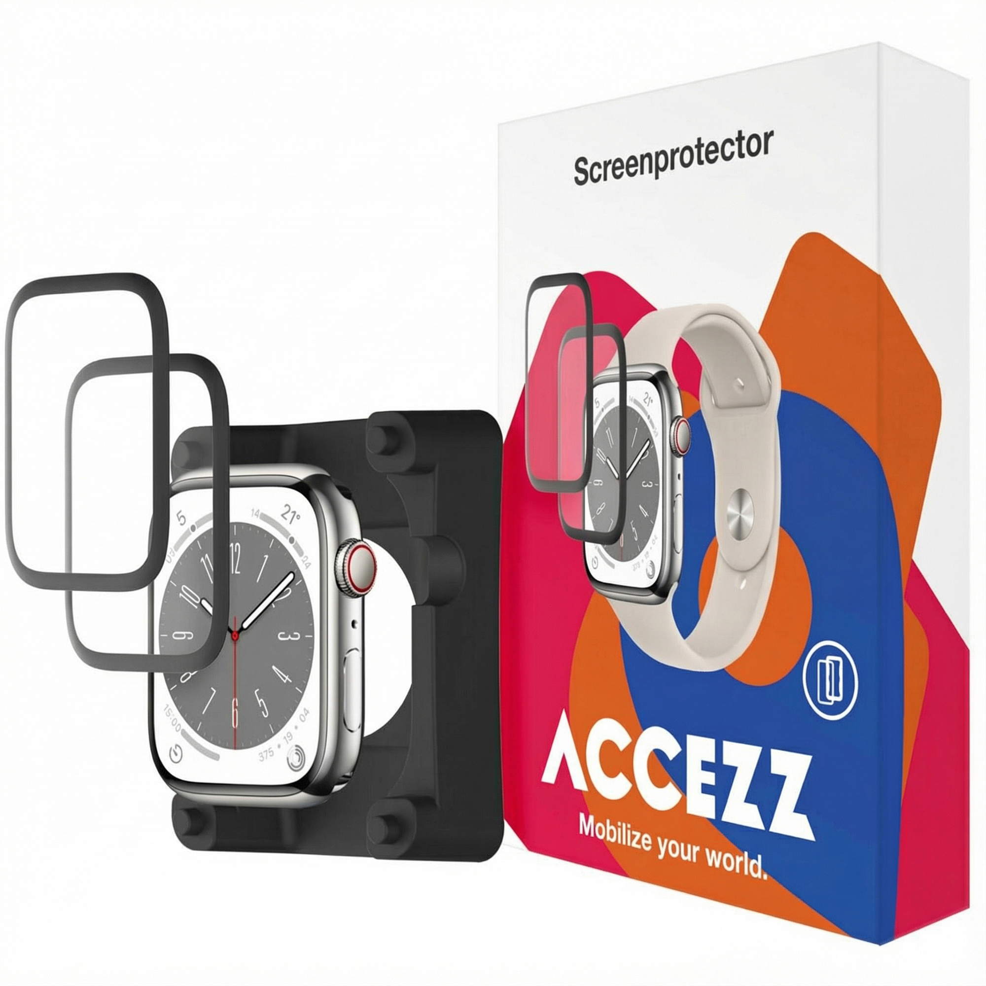 Accezz 2x Screenprotector met applicator voor de Apple Watch Series 7-9 - 45 mm