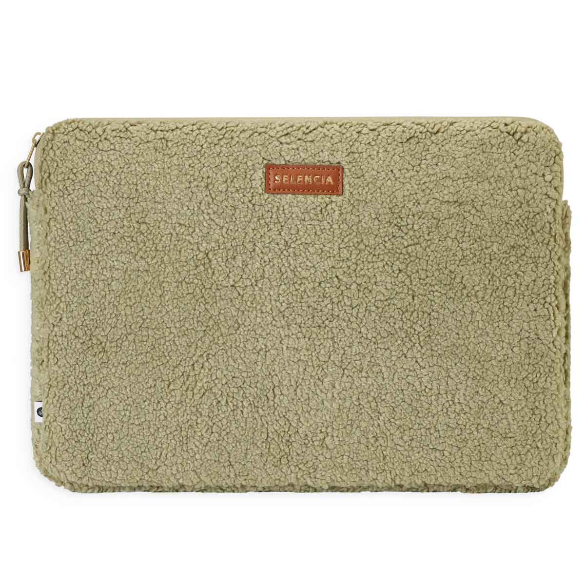 Selencia Housse laptop teddy 13-14 pouces - Sage Green