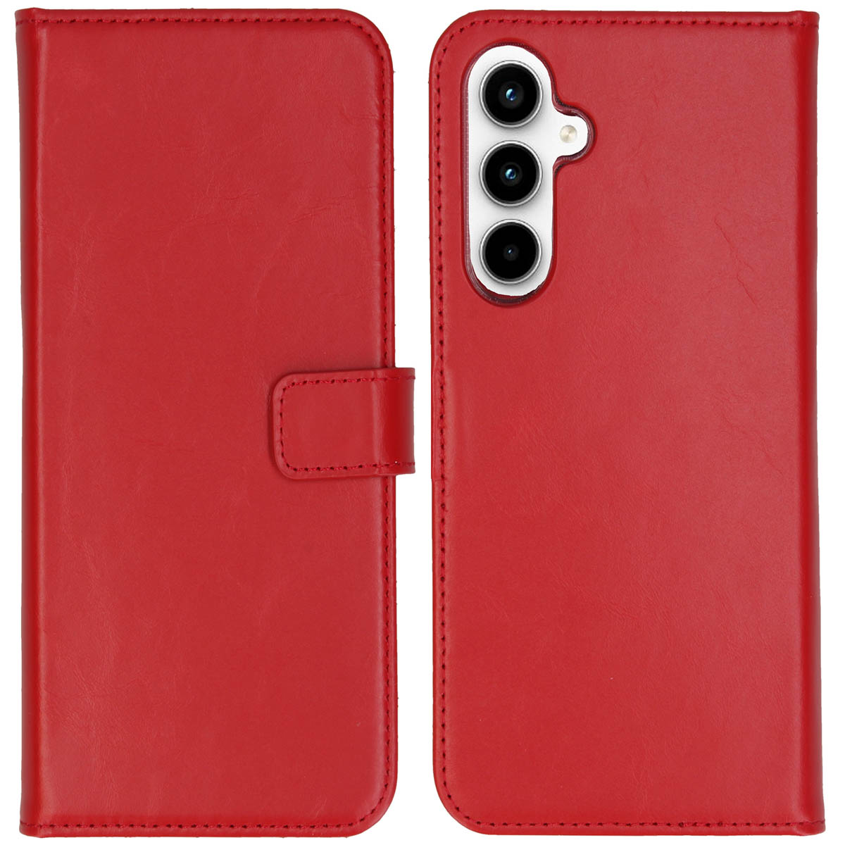 Selencia Echt Leren Bookcase voor de Samsung Galaxy A55 - Rood