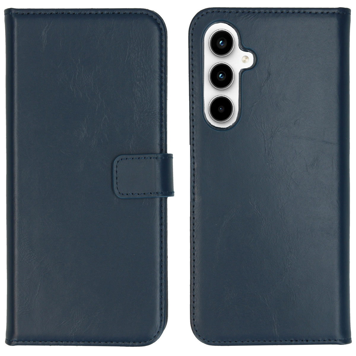 Selencia Echt Leren Bookcase voor de Samsung Galaxy A35 - Donkerblauw