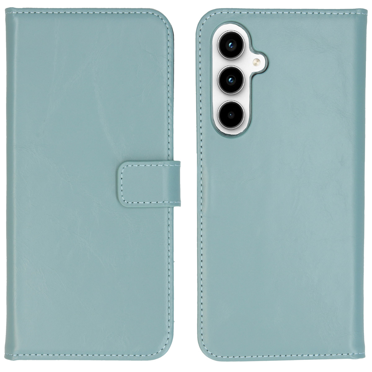 Selencia Echt Leren Bookcase voor de Samsung Galaxy A35 - Air Blue