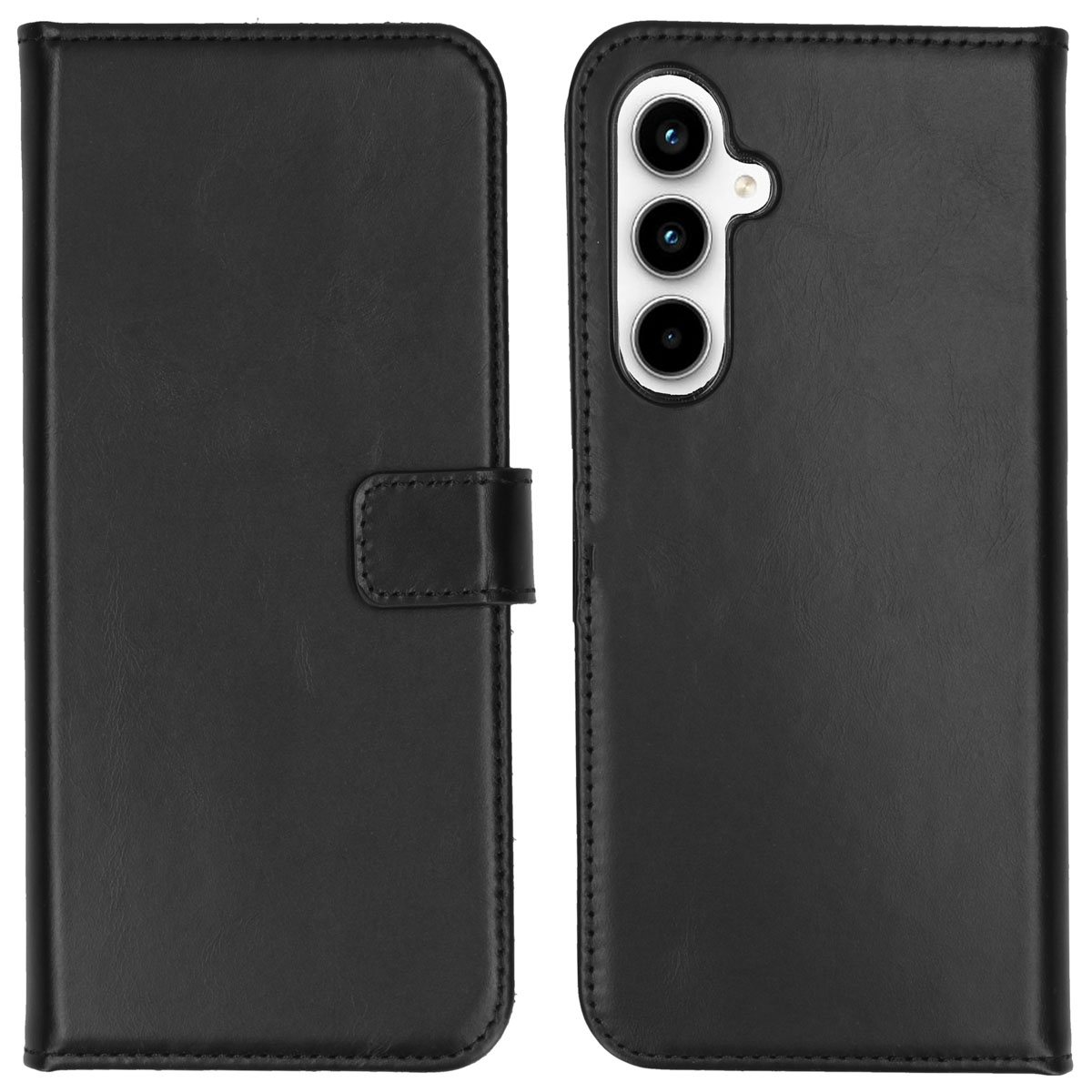 Selencia Echt Leren Bookcase voor de Samsung Galaxy A35 - Zwart